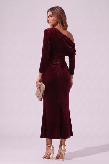 Sheath-Column Ankle Length Velvet Wedding Guest Dress CG0368