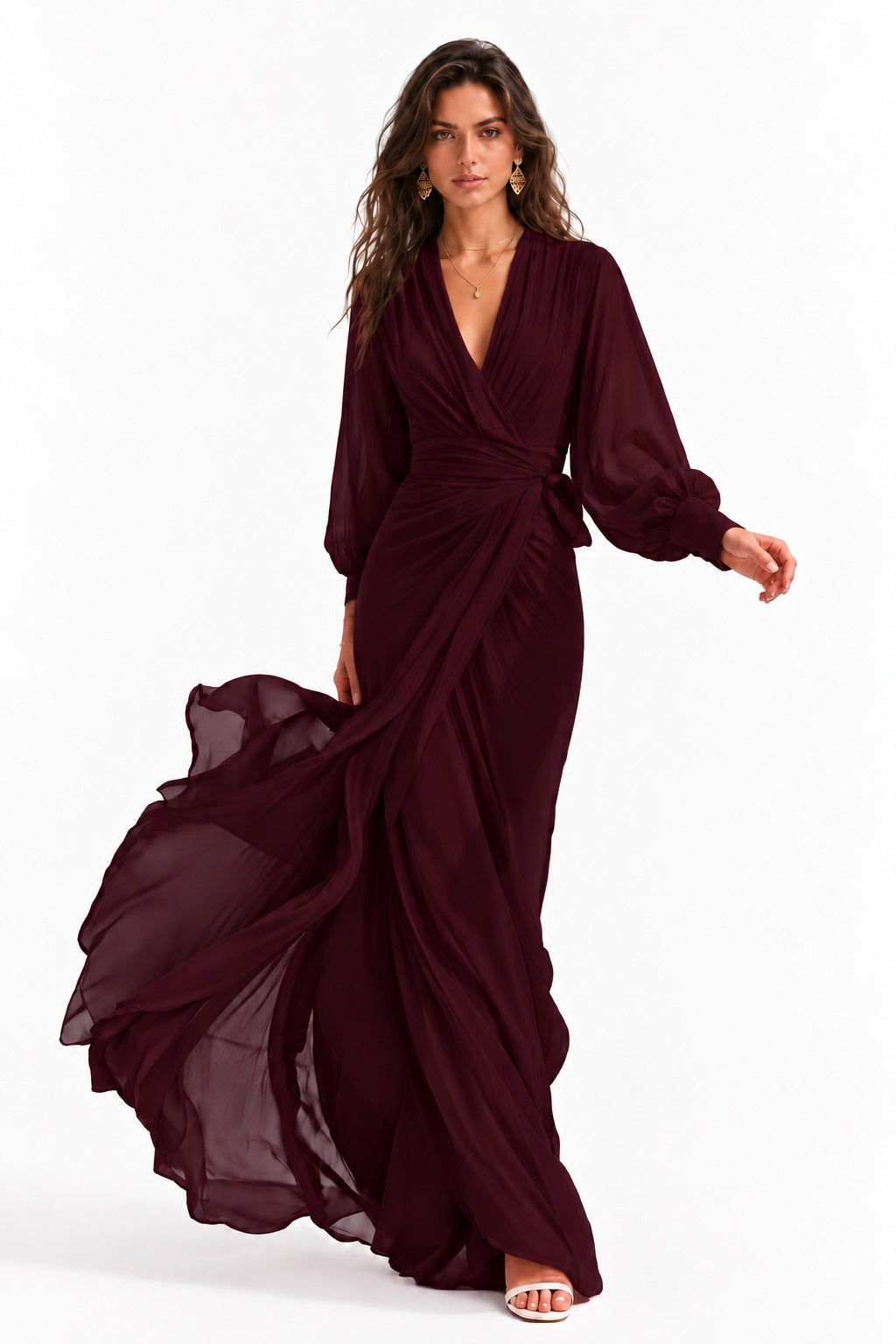 Sheath-Column Floor Length Chiffon Wedding Guest Dress CG0372