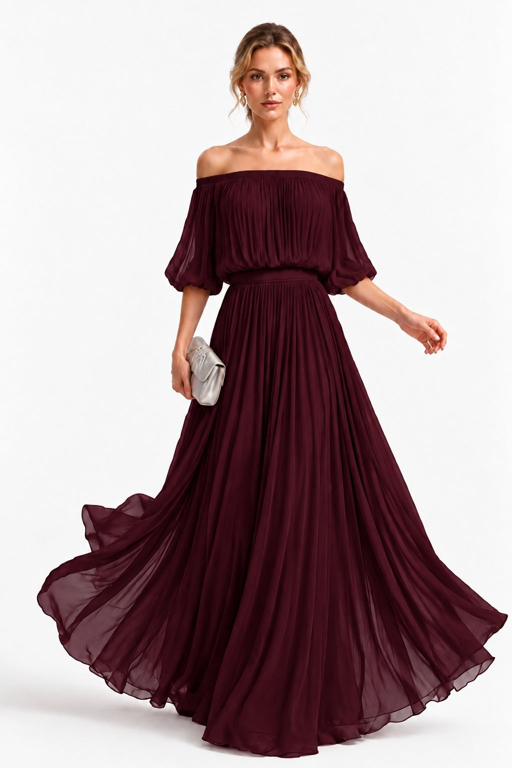 A-Line Floor Length Chiffon Wedding Guest Dress CG0373