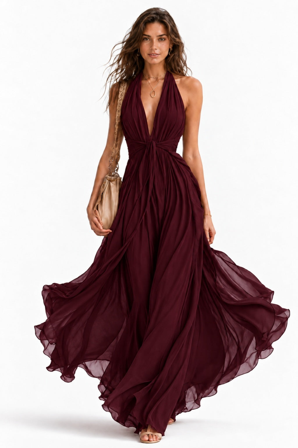 A-Line Floor Length Chiffon Wedding Guest Dress CG0374