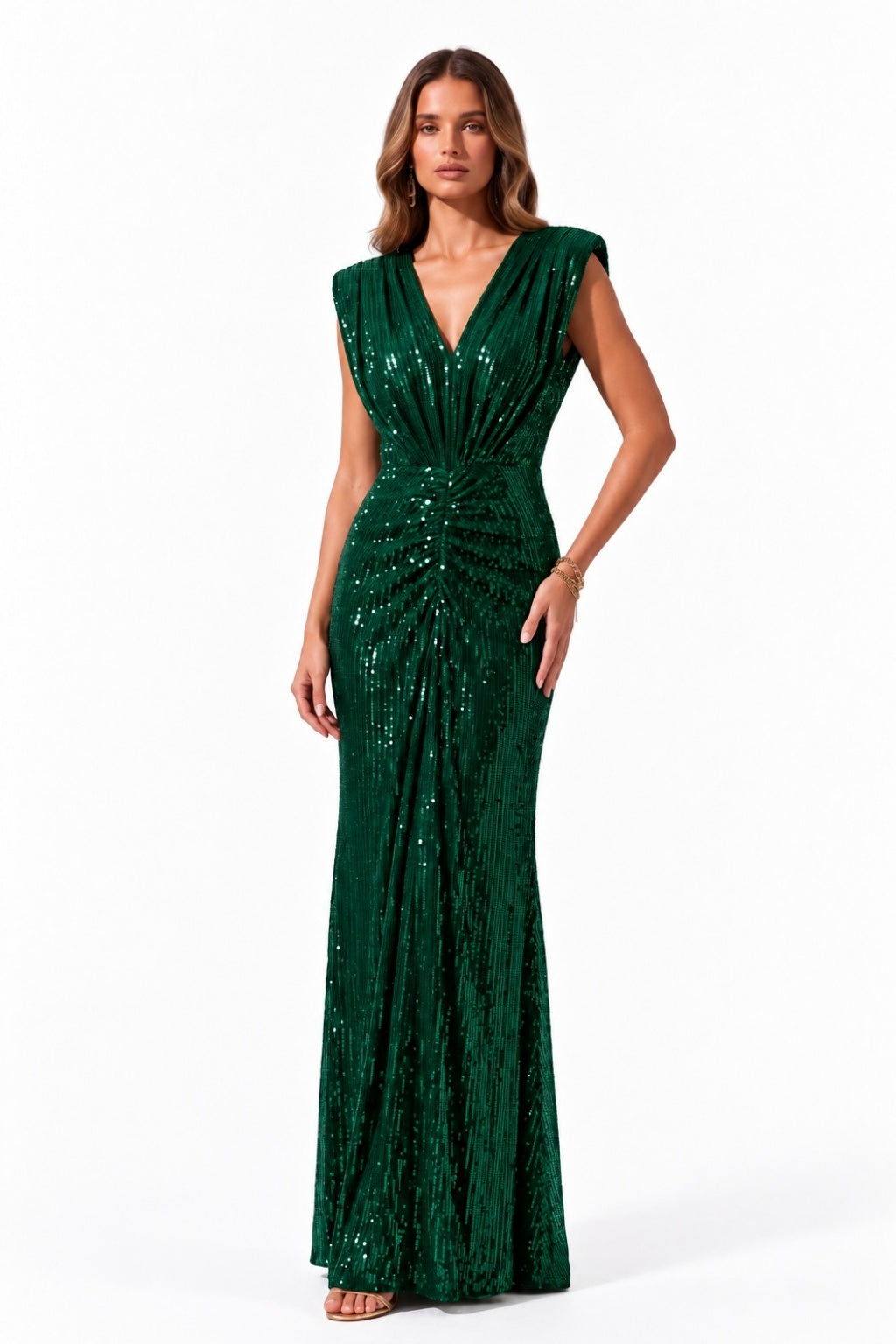 Sheath-Column Floor Length Sequined Wedding Guest Dress CG0383