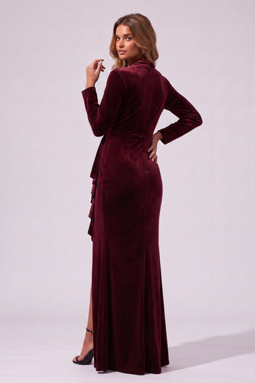 Sheath-Column Floor Length Velvet Wedding Guest Dress CG0384