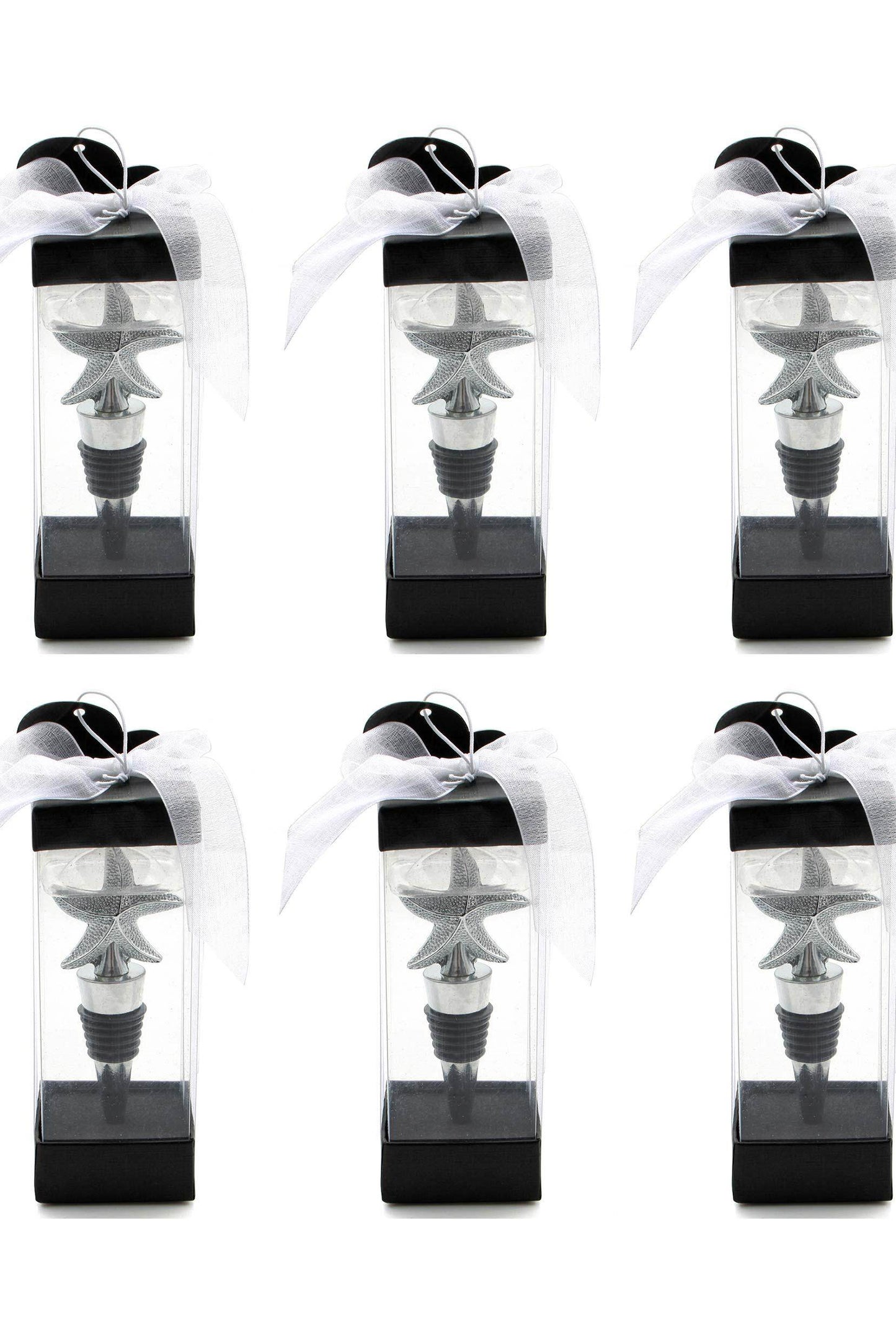 Starfish Design Wine Stopper for Destination Beach Theme Wedding Party Favors Metal Bottle Stopper CGF0077 (Set of 6 pcs) - COCOMELODY