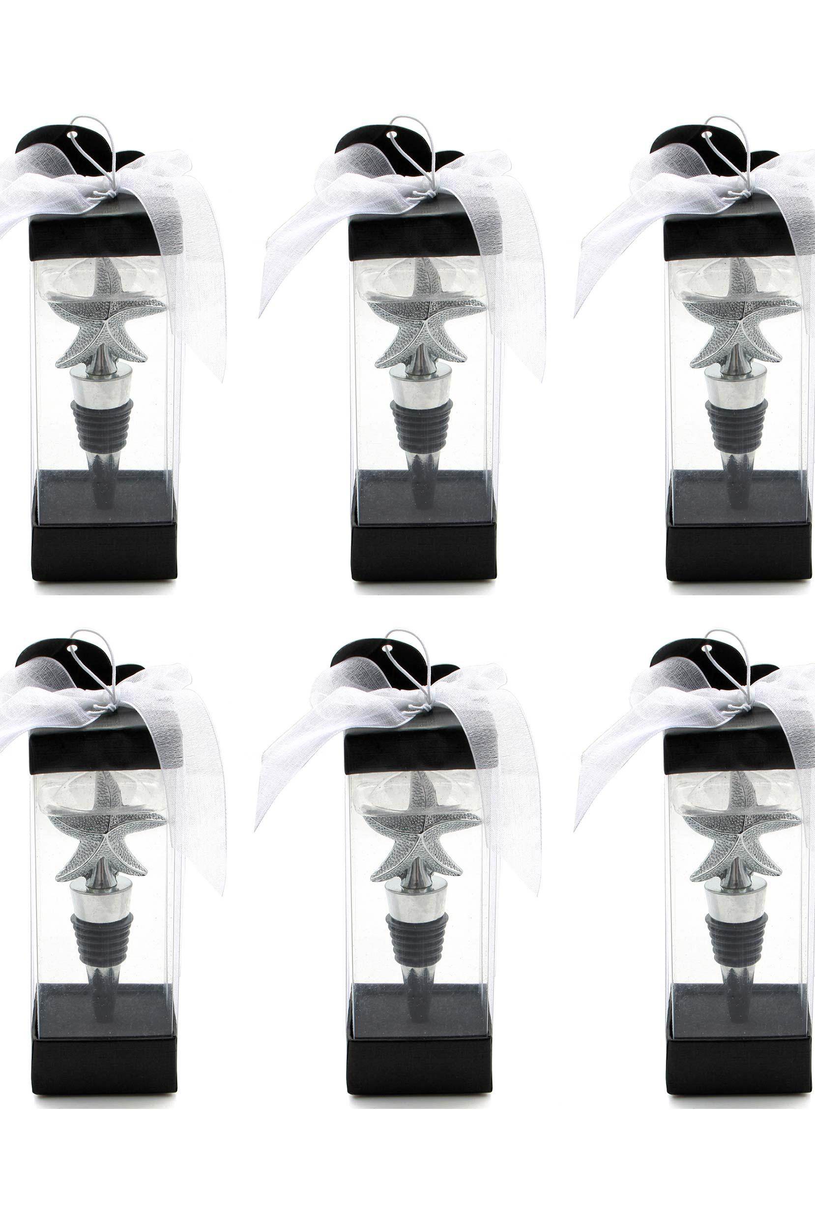 Starfish Design Wine Stopper for Destination Beach Theme Wedding Party Favors Metal Bottle Stopper CGF0077 (Set of 6 pcs) - COCOMELODY