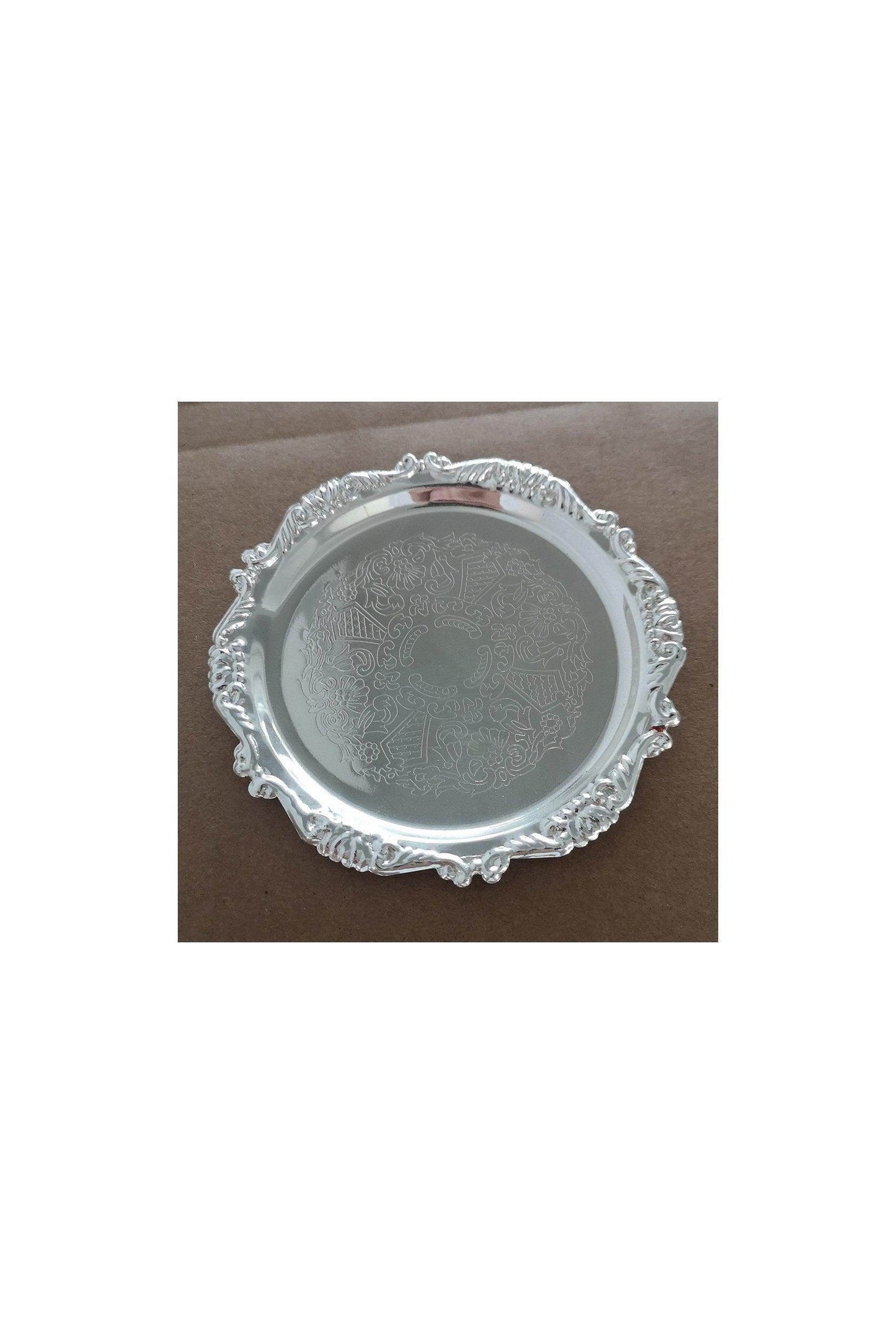 Small Round Silver Ornate Trinket Dish 3.9in CGF0097 (Set of 6 pcs) - COCOMELODY