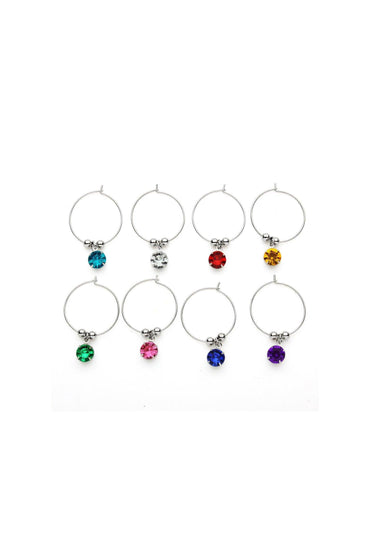 Crystal Wine Glass Charms Identifiers Drink Marker Rings Tags for Goblet Champagne Flutes Cocktails Martinis CGF0146 (Set of 8 pcs) - COCOMELODY