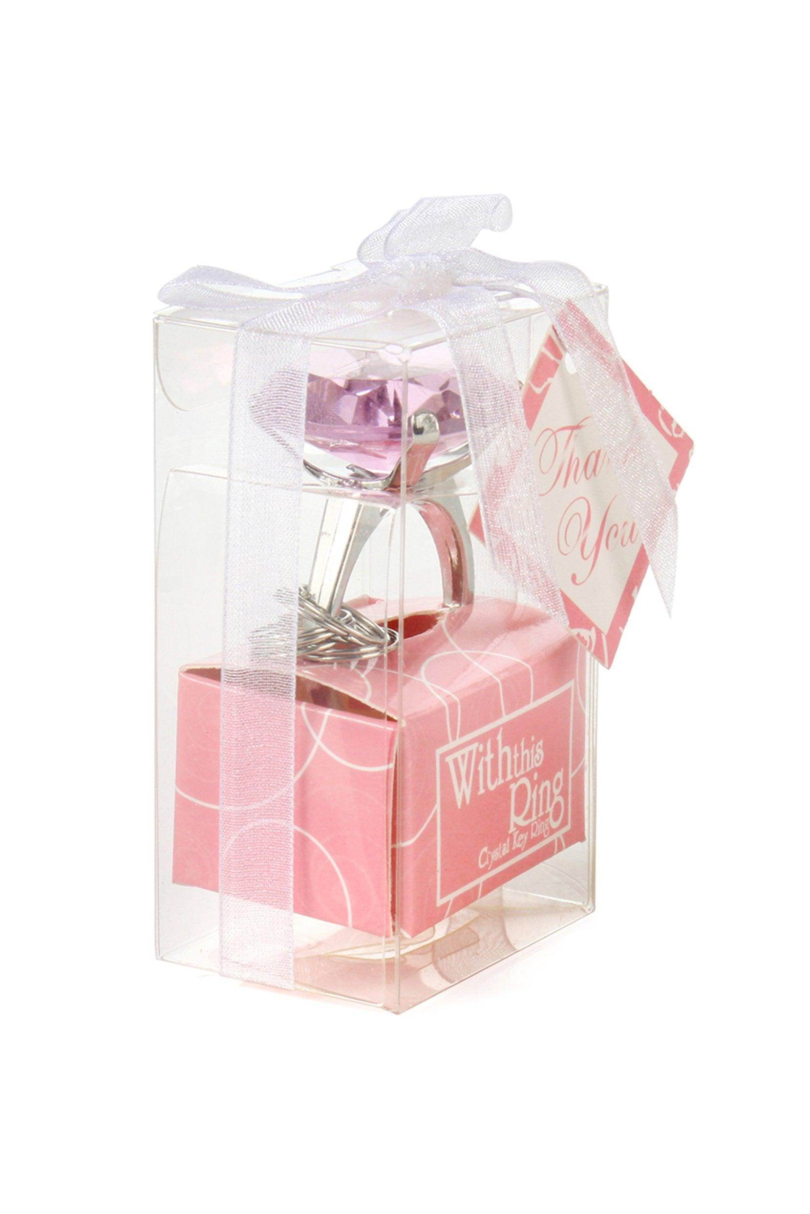 Pink Diamond Ring Keyring-Wedding Bridal Shower Favors CGF0154 (Set of 6 pcs) - COCOMELODY