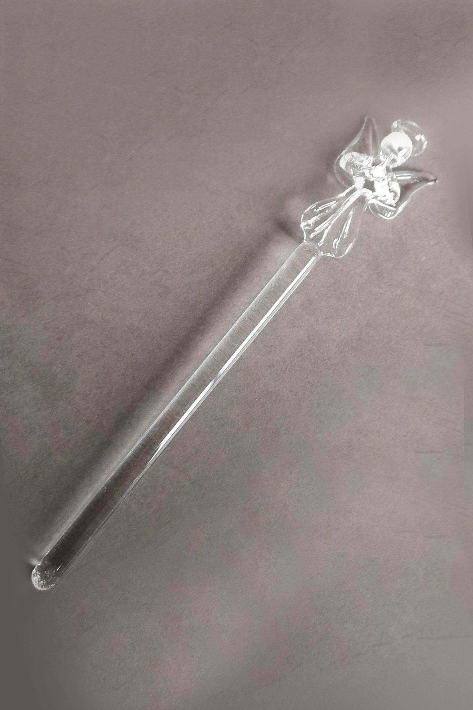 Small Glass Drink Stirrers with Praying Angel Topper CGF0166 (Set of 6 pcs) - COCOMELODY