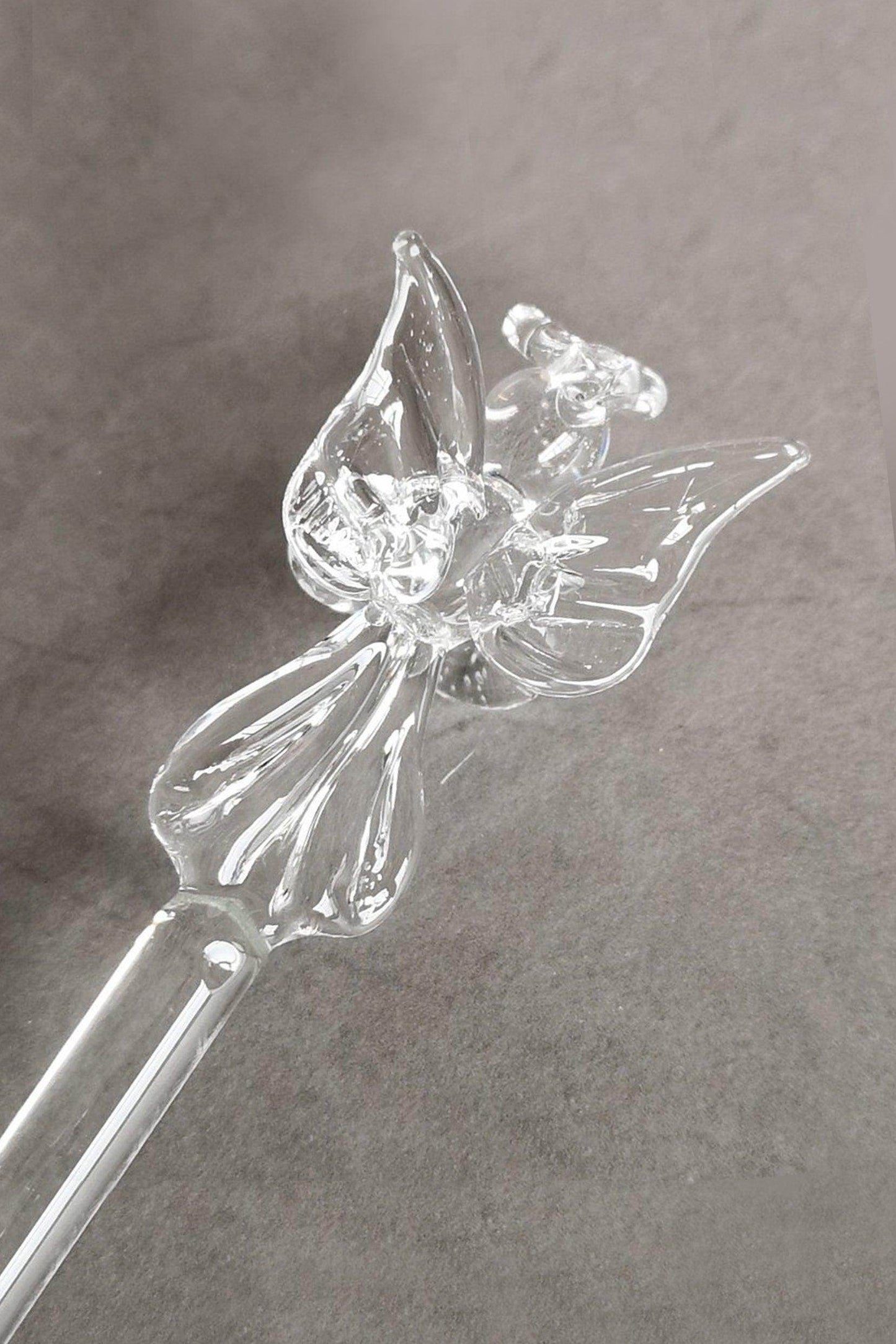 Small Glass Drink Stirrers with Praying Angel Topper CGF0166 (Set of 6 pcs) - COCOMELODY