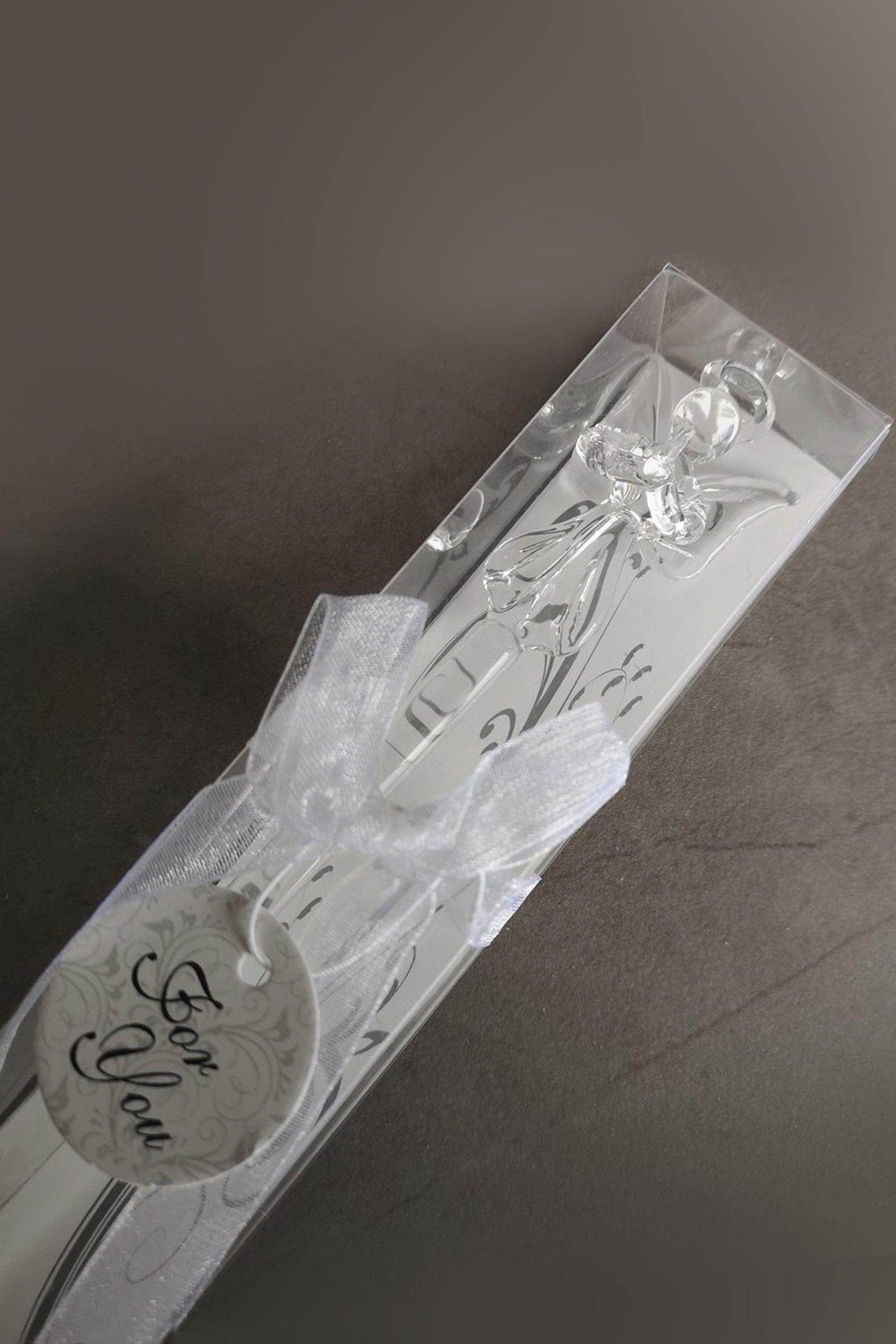 Small Glass Drink Stirrers with Praying Angel Topper CGF0166 (Set of 6 pcs) - COCOMELODY