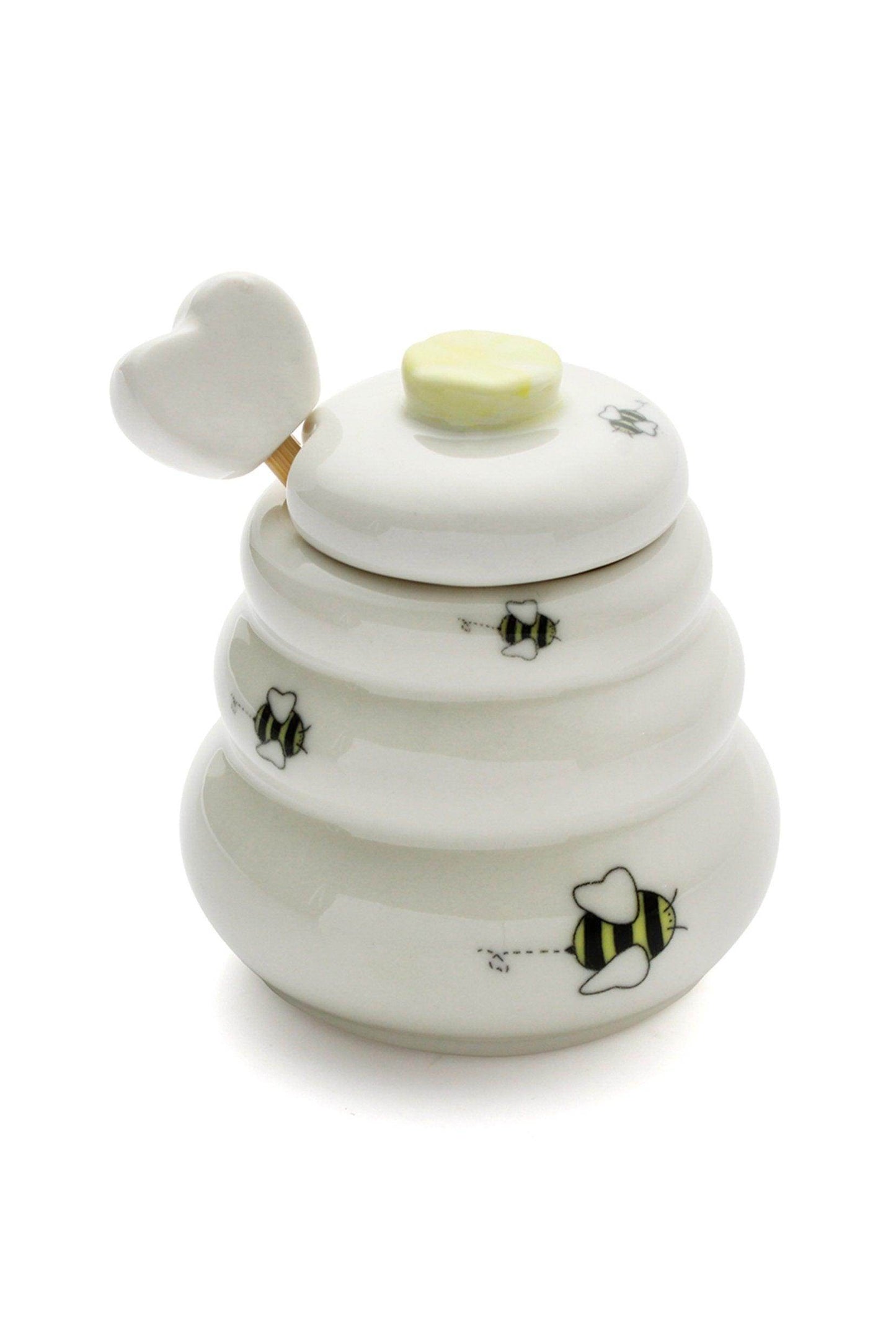 Sweet As Can Bee Ceramic Honey Jar Pot with Wooden Dipper CGF0167 (Set of 6 pcs) - COCOMELODY