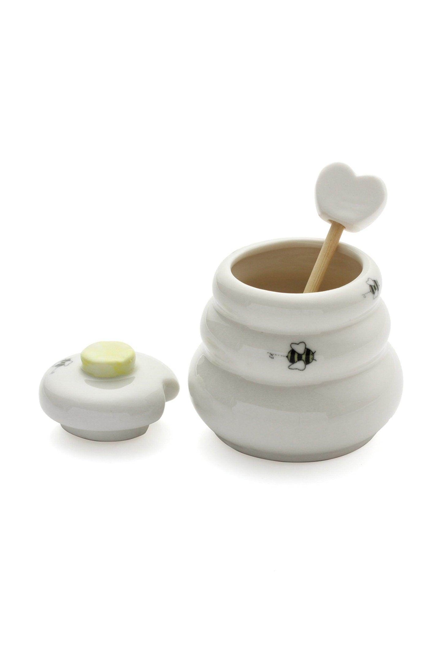 Sweet As Can Bee Ceramic Honey Jar Pot with Wooden Dipper CGF0167 (Set of 6 pcs) - COCOMELODY