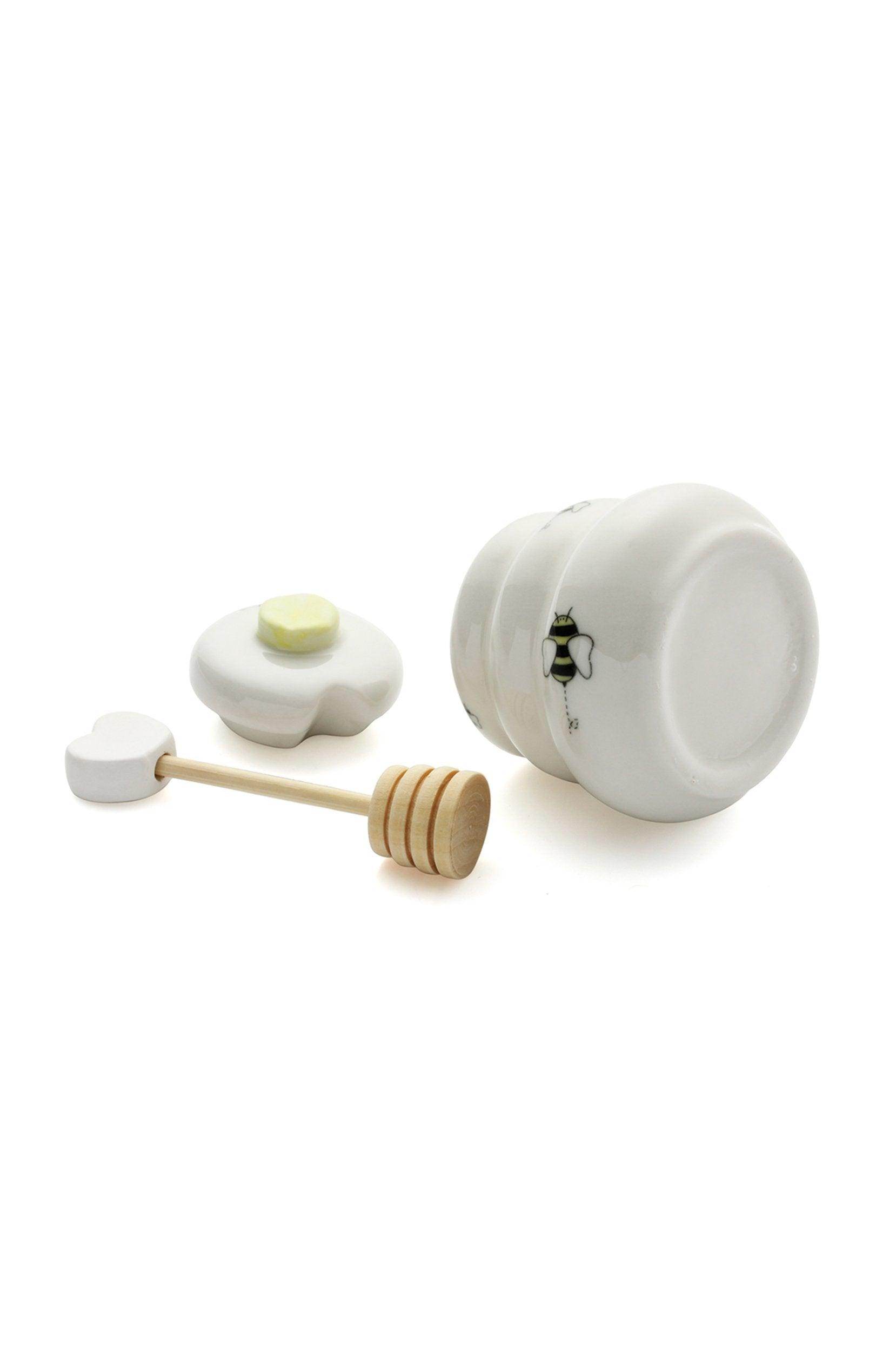 Sweet As Can Bee Ceramic Honey Jar Pot with Wooden Dipper CGF0167 (Set of 6 pcs) - COCOMELODY