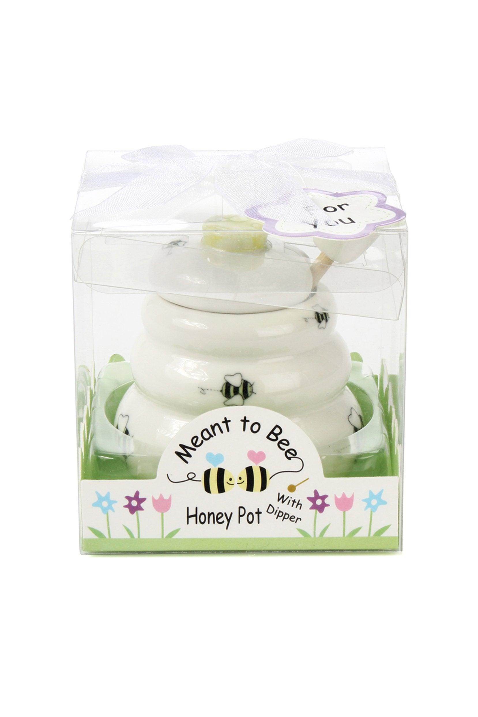 Sweet As Can Bee Ceramic Honey Jar Pot with Wooden Dipper CGF0167 (Set of 6 pcs) - COCOMELODY