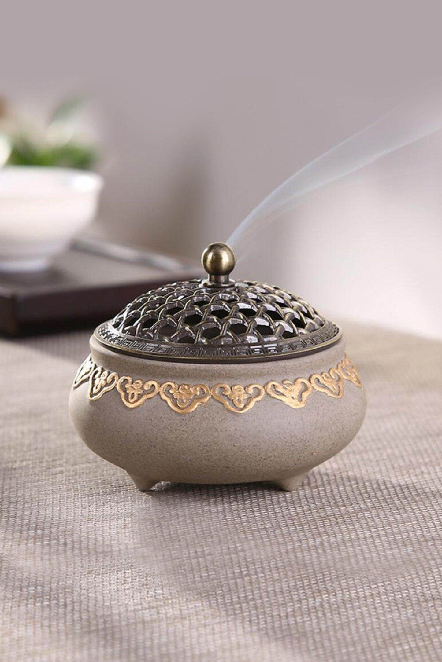 Oriental Ceramic Incense Burner Ash Catcher Bowl Incense Holder CGF0170 (Set of 1 pcs) - COCOMELODY