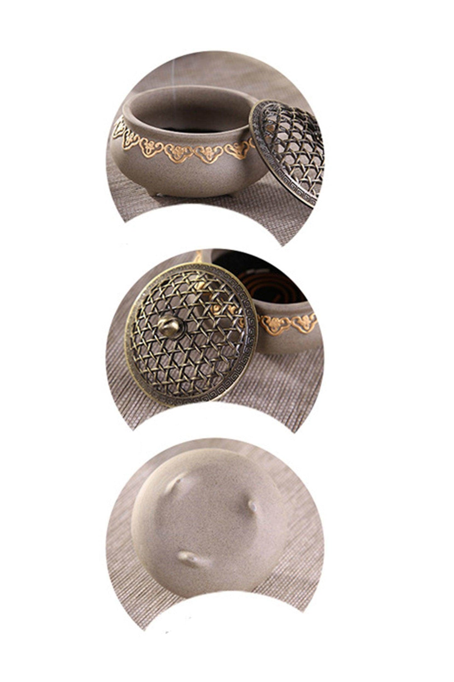 Oriental Ceramic Incense Burner Ash Catcher Bowl Incense Holder CGF0170 (Set of 1 pcs) - COCOMELODY