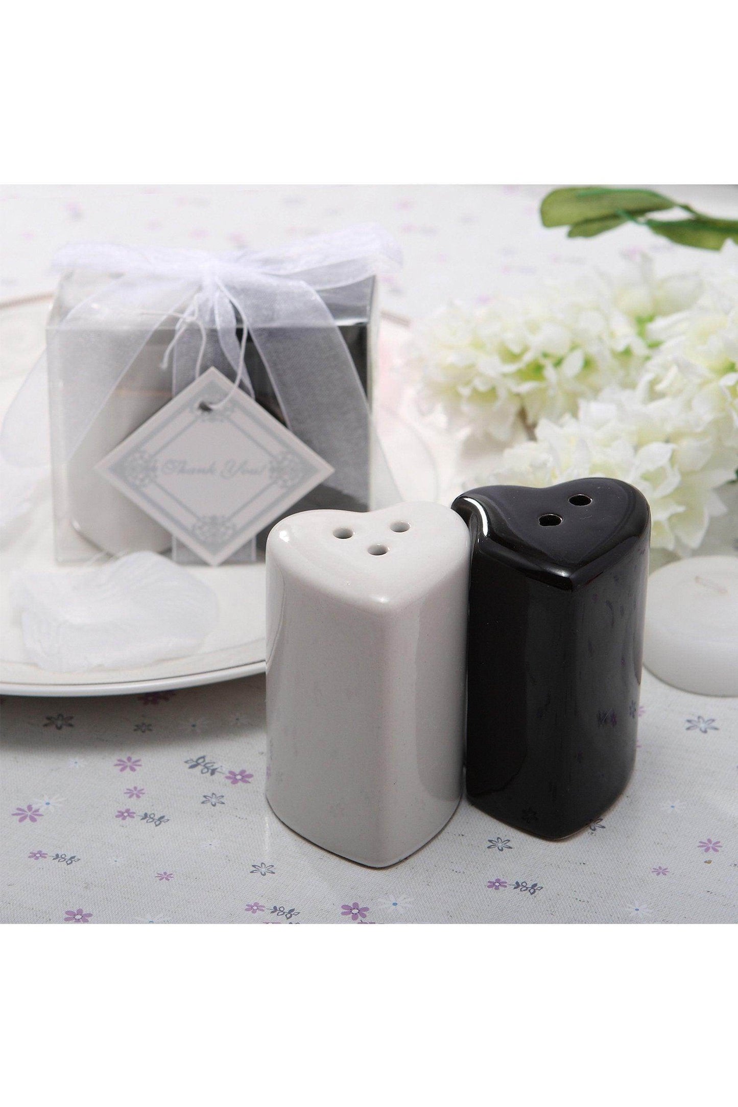 Black&White Heart Salt and Pepper Shakers CGF0189 (Set of 6 pcs) - COCOMELODY