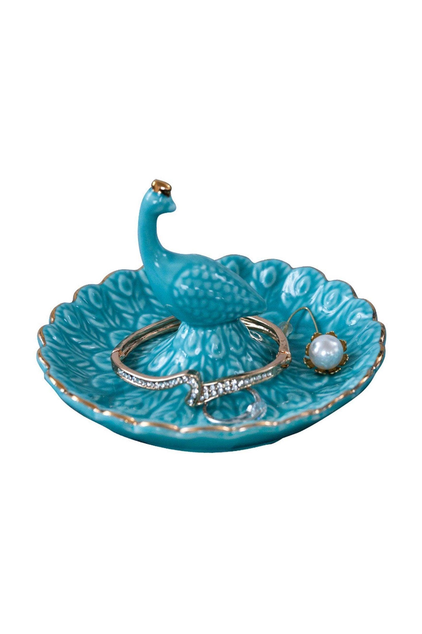 Ceramic Peacock Jewelry Ring Dishe CGF0194 (Set of 1 pcs) - COCOMELODY