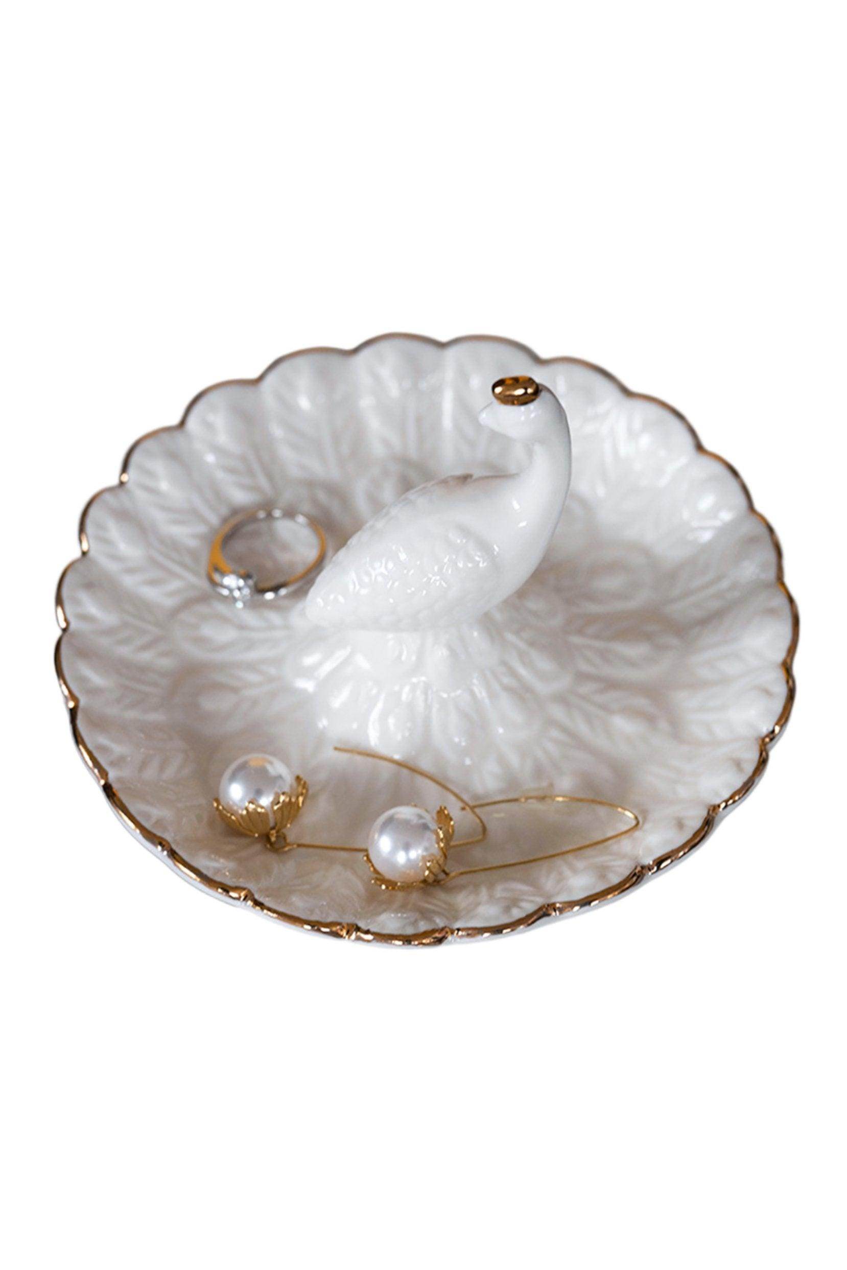 Ceramic Peacock Jewelry Ring Dishe CGF0194 (Set of 1 pcs) - COCOMELODY