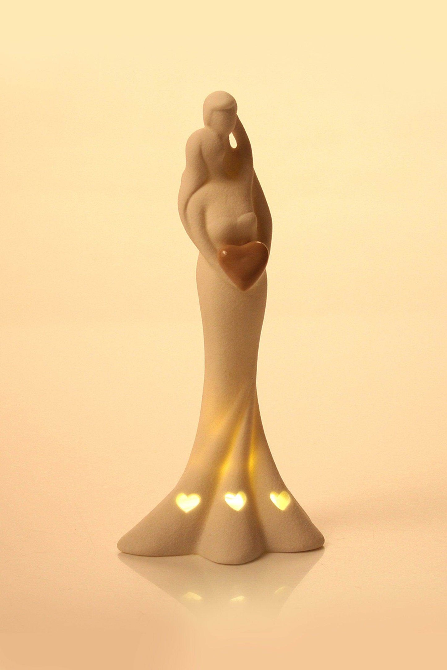 White Hand-Sculpted Ceramic Grained Wedding Couple Lighted Figurine 6.9Inch CGF0199 (Set of 1 pcs) - COCOMELODY