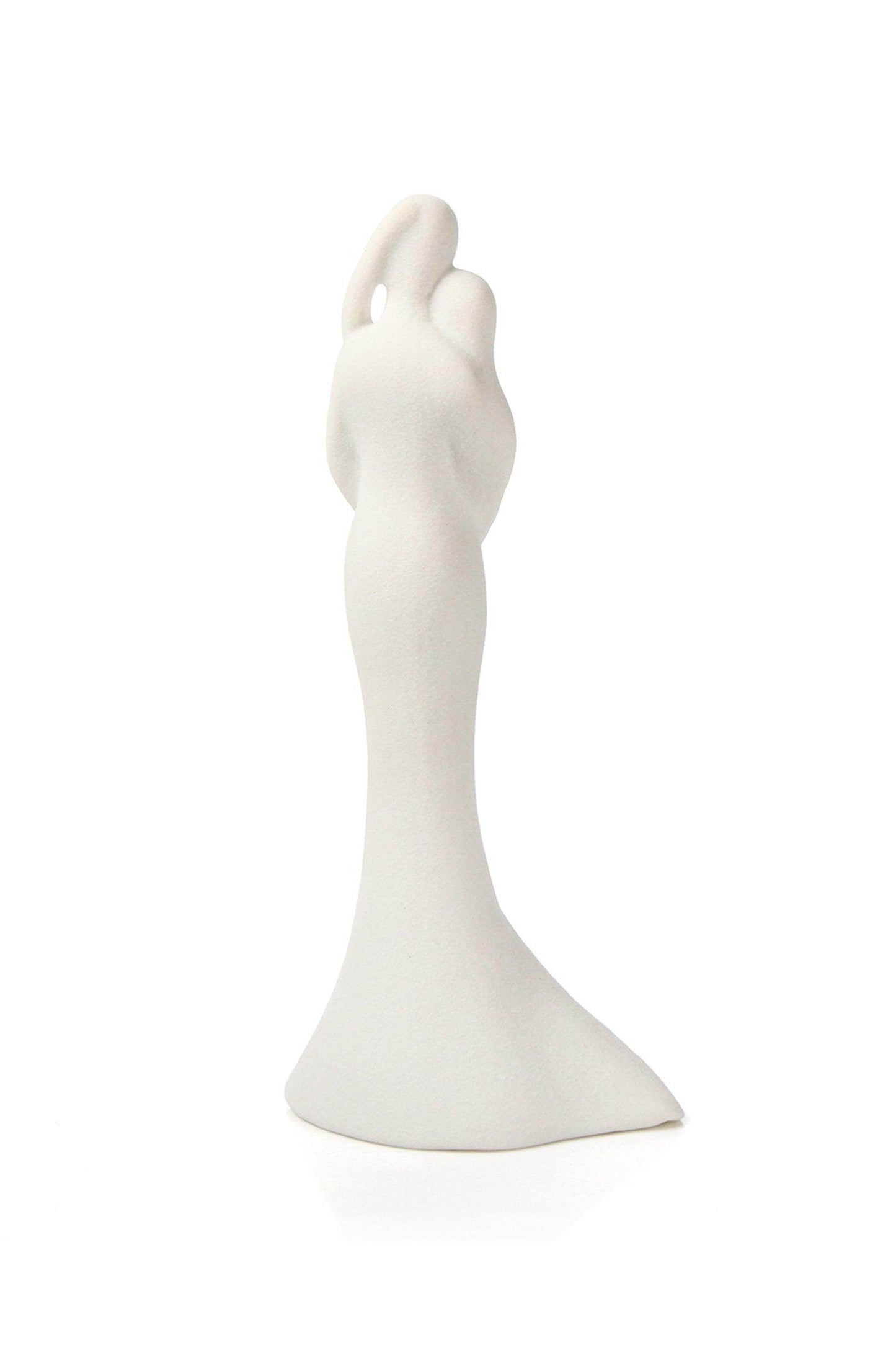White Hand-Sculpted Ceramic Grained Wedding Couple Lighted Figurine 6.9Inch CGF0199 (Set of 1 pcs) - COCOMELODY