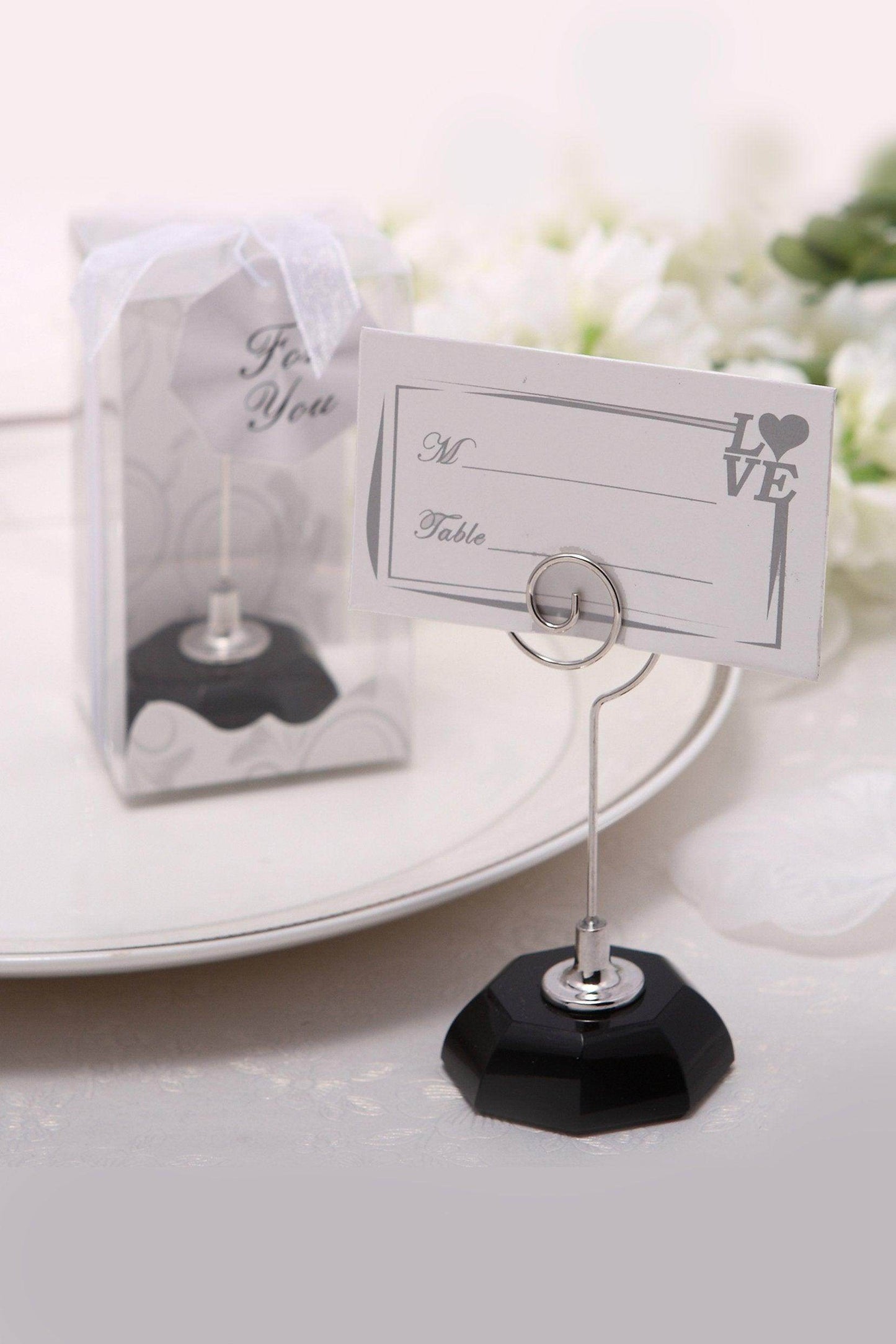Place Card Holders with Octagon-Shaped Crystal Base CGF0206 (Set of 6 pcs) - COCOMELODY