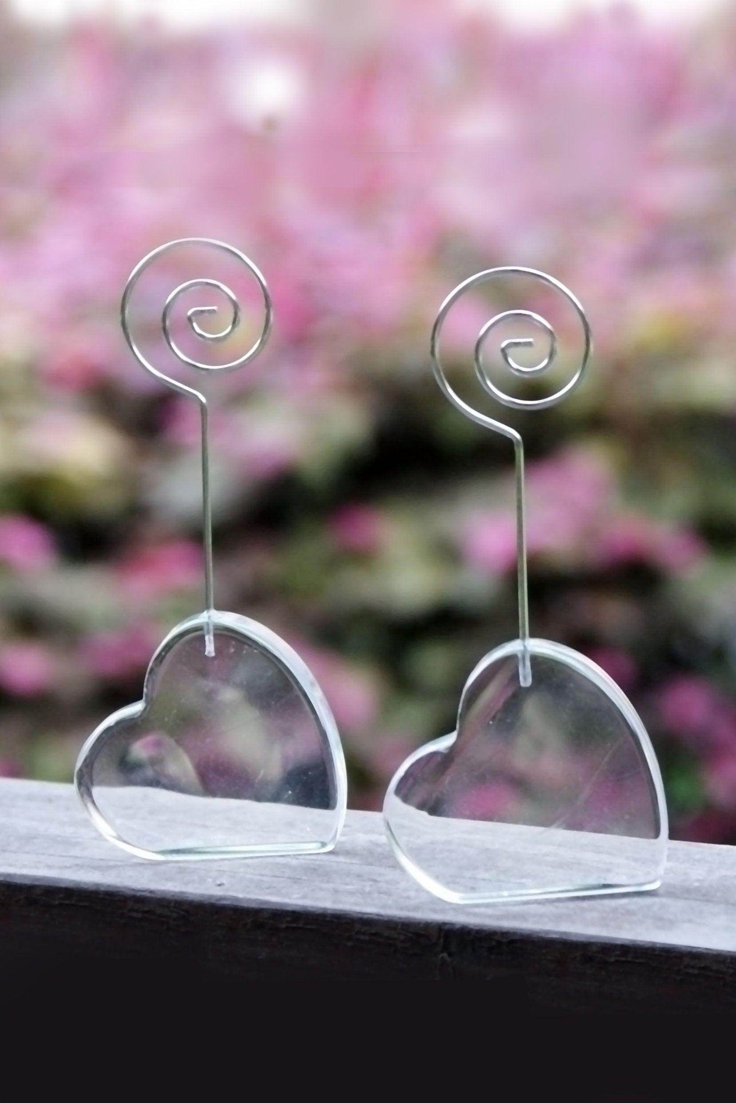 Crystal Place Card Holders with Heart-Shaped Base CGF0213 (Set of 6 pcs) - COCOMELODY