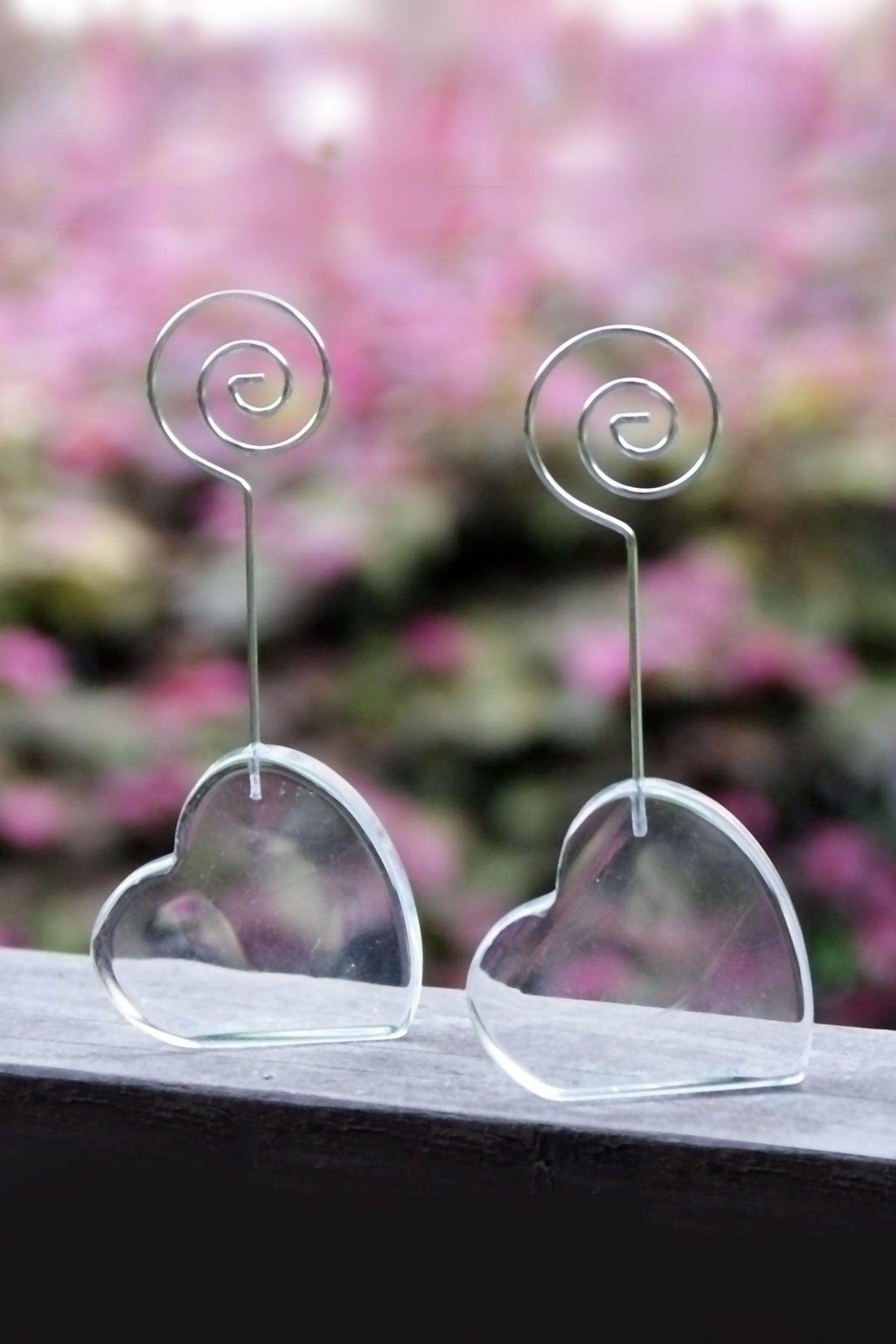 Crystal Place Card Holders with Heart-Shaped Base CGF0213 (Set of 6 pcs) - COCOMELODY