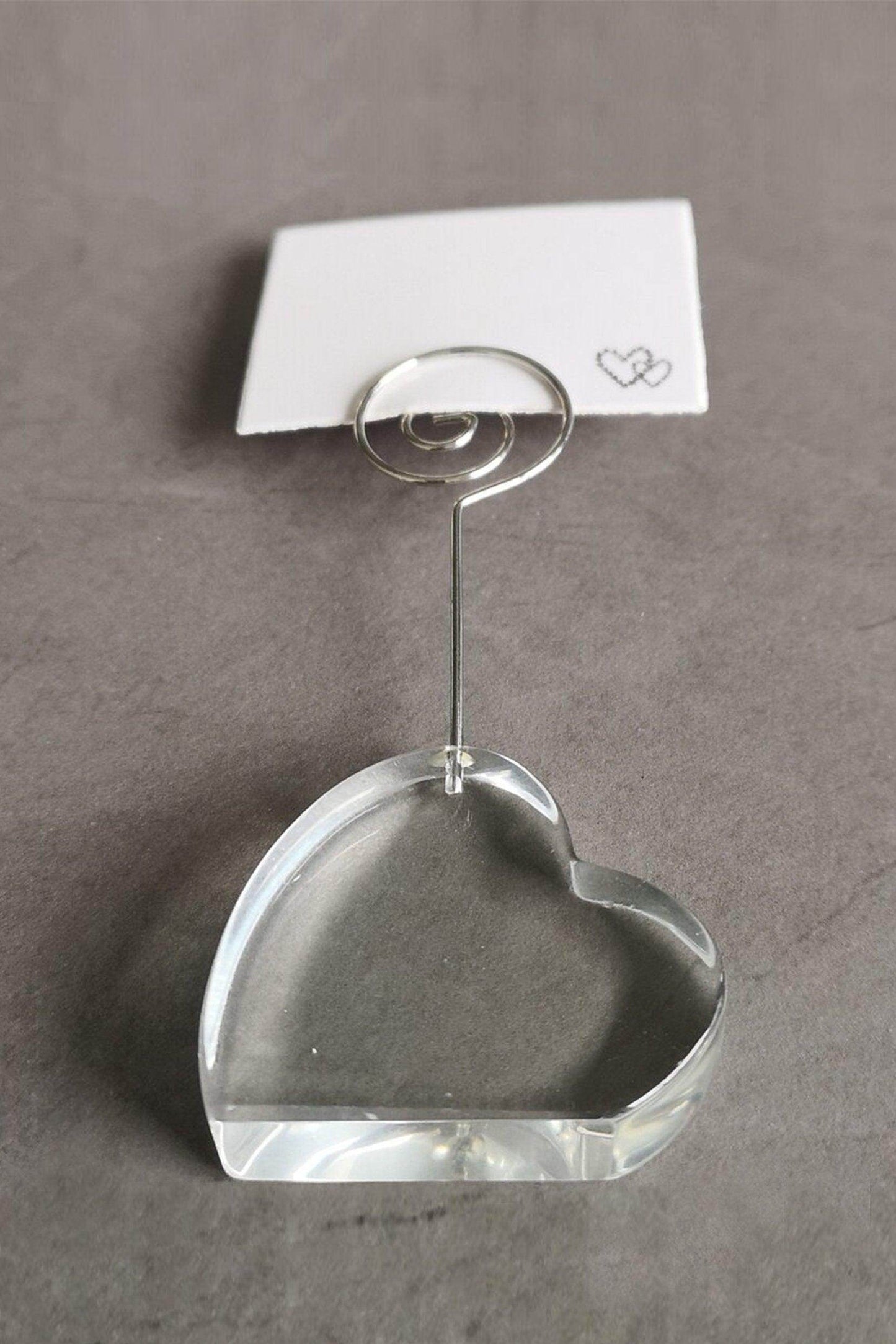 Crystal Place Card Holders with Heart-Shaped Base CGF0213 (Set of 6 pcs) - COCOMELODY