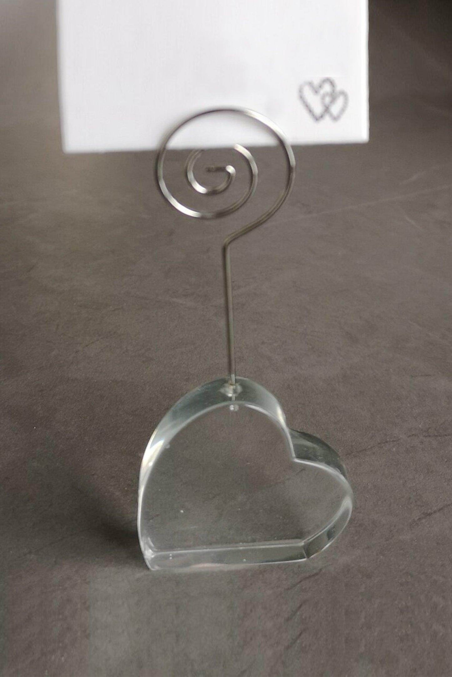 Crystal Place Card Holders with Heart-Shaped Base CGF0213 (Set of 6 pcs) - COCOMELODY