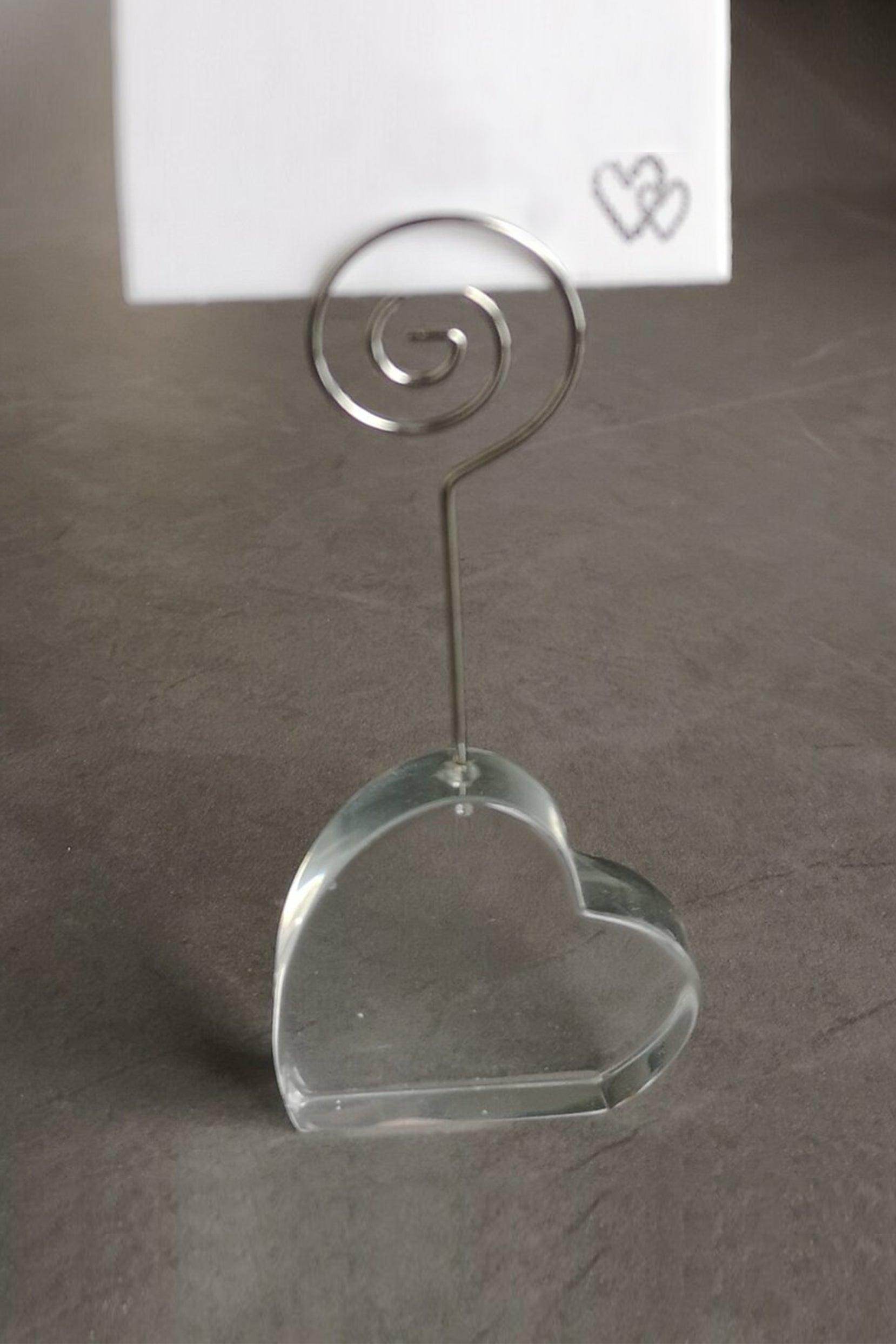 Crystal Place Card Holders with Heart-Shaped Base CGF0213 (Set of 6 pcs) - COCOMELODY