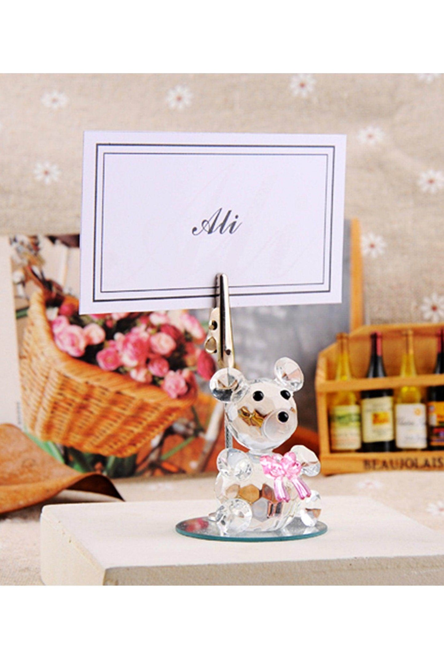 It's a Girl Crystal Teddy Bear Place Card Holders CGF0227 (Set of 6 pcs) - COCOMELODY