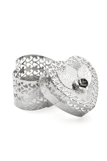 Silver Metal Rose Heart Shaped Box CGF0234 (Set of 6 pcs) - COCOMELODY