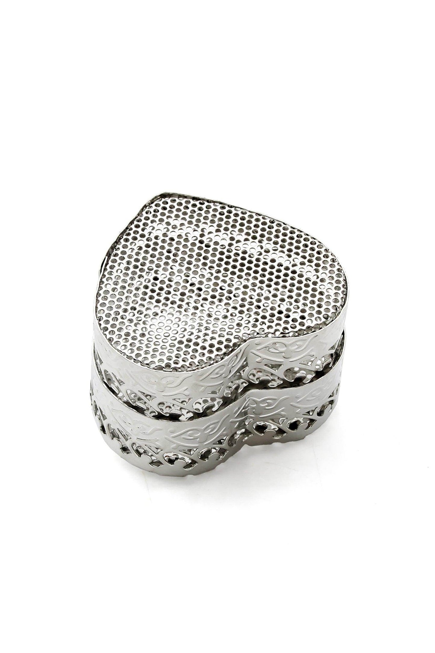 Silver Metal Rose Heart Shaped Box CGF0234 (Set of 6 pcs) - COCOMELODY