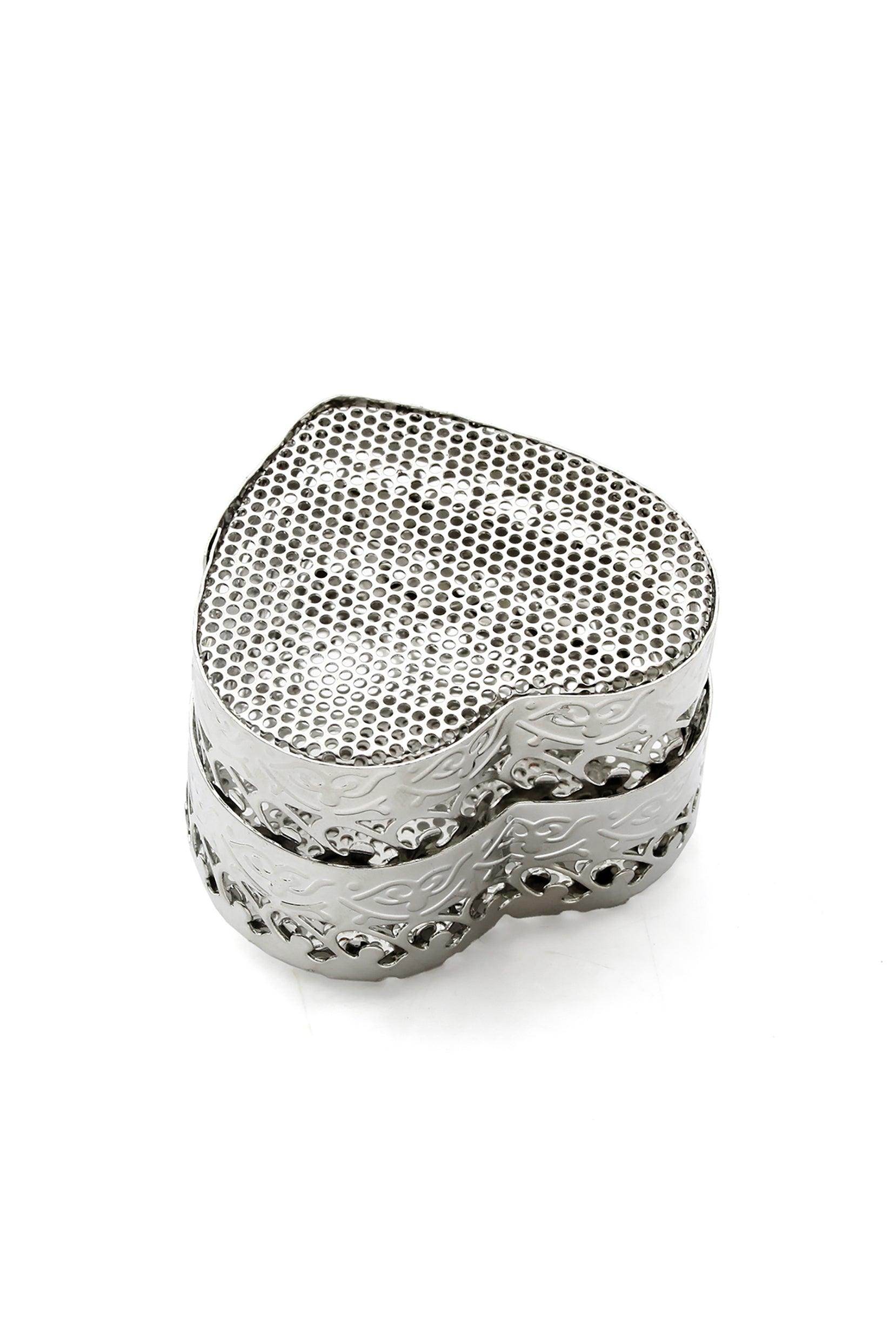 Silver Metal Rose Heart Shaped Box CGF0234 (Set of 6 pcs) - COCOMELODY