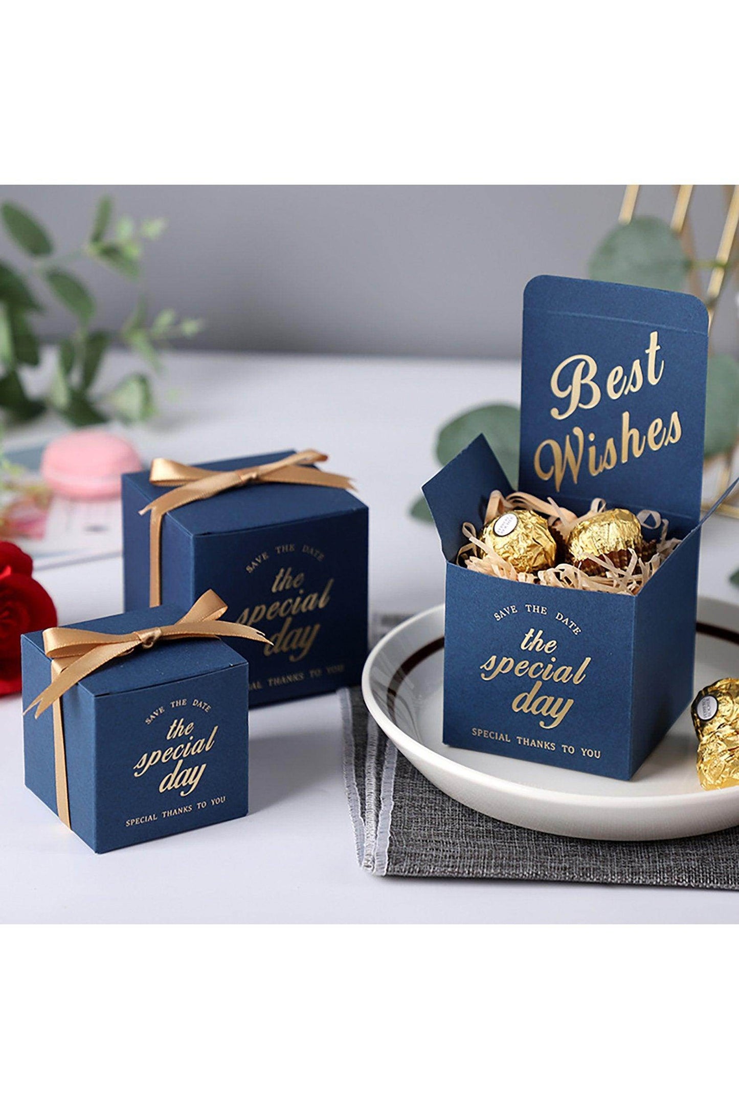 Save the Date Favor Boxes with Ribbon CGF0243 (Set of 12 pcs) - COCOMELODY