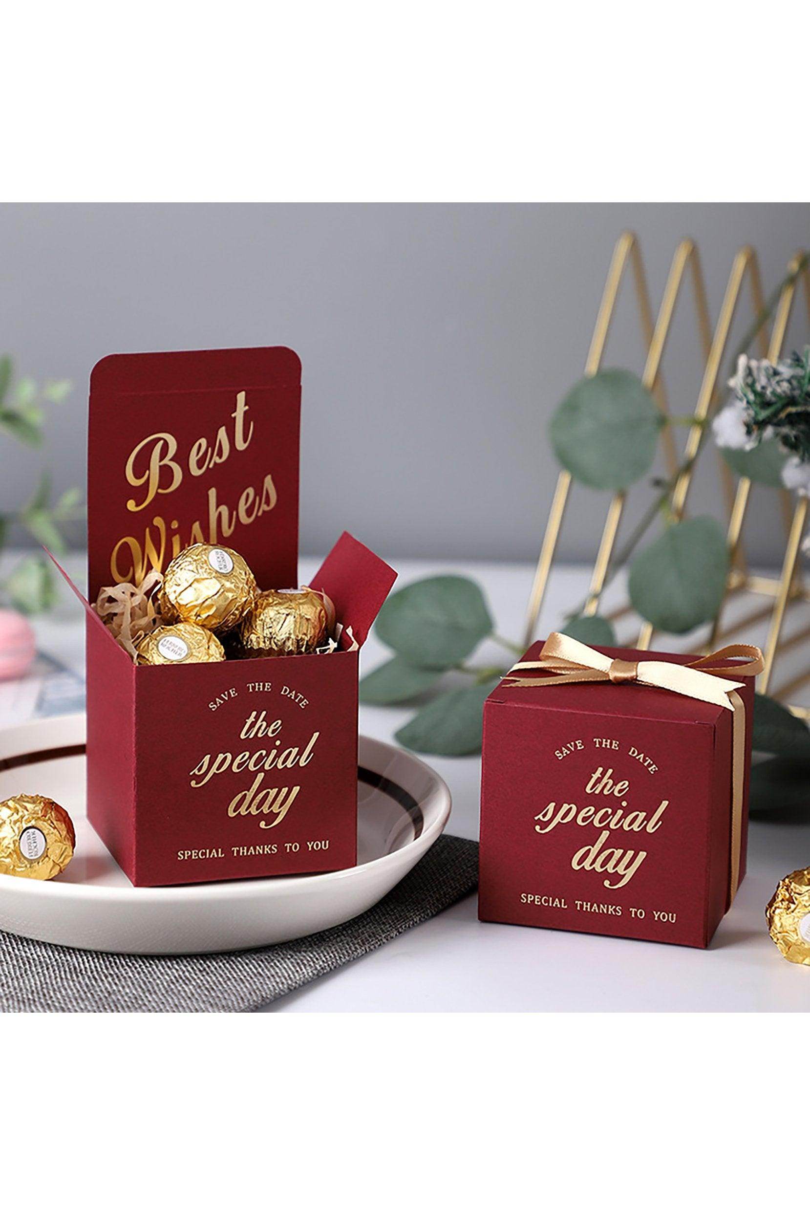 Save the Date Favor Boxes with Ribbon CGF0243 (Set of 12 pcs) - COCOMELODY