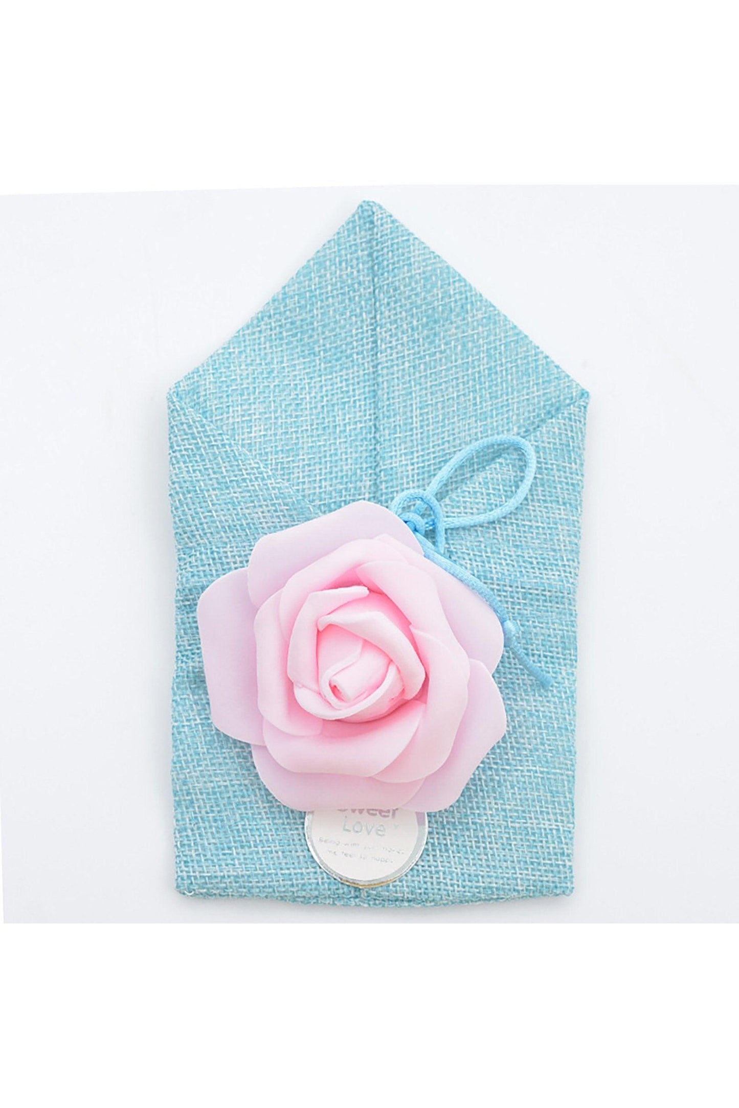 Jute Favor Bags with PE Flower and Gift Tag CGF0249 (Set of 12 pcs) - COCOMELODY
