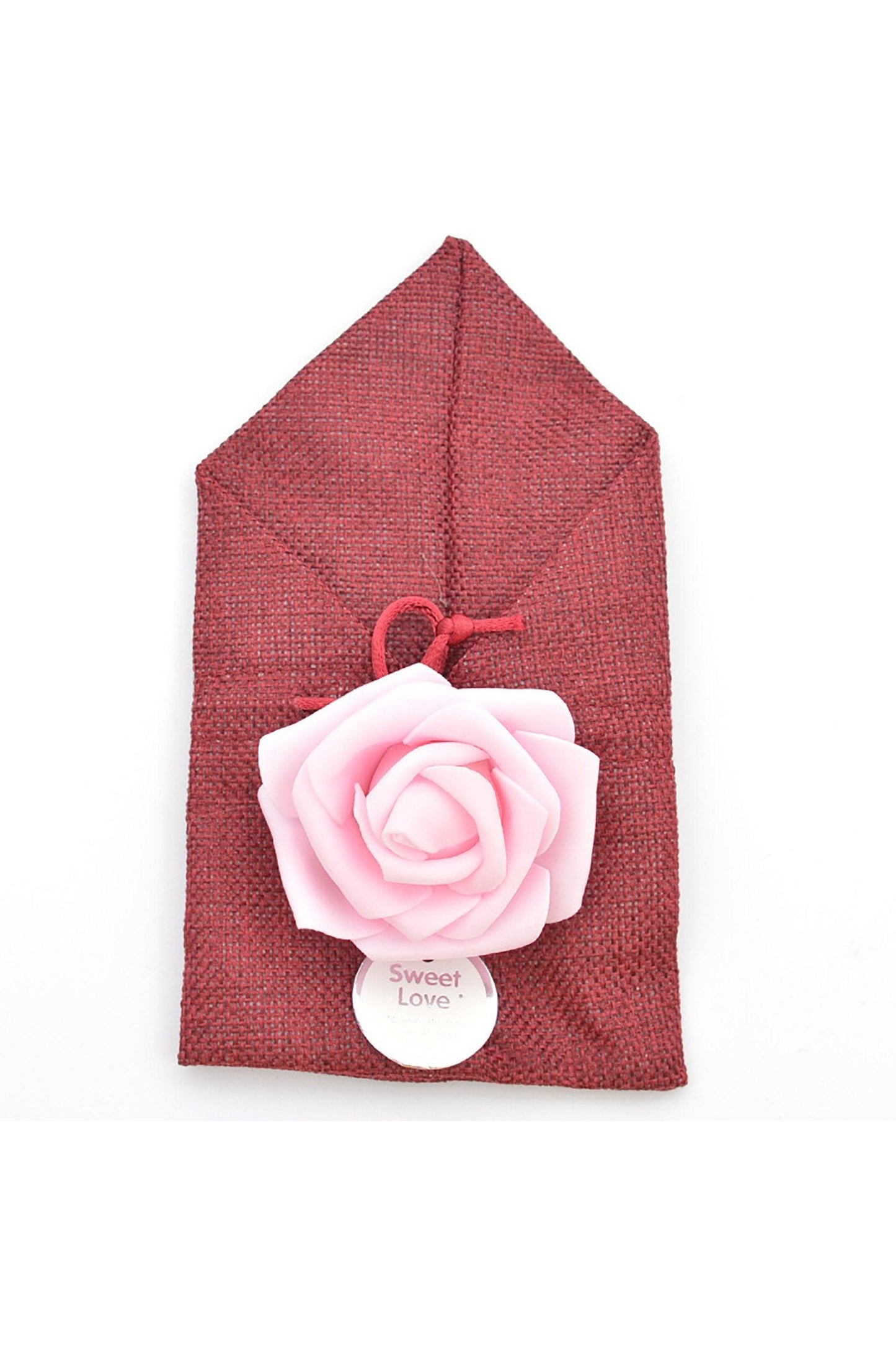 Jute Favor Bags with PE Flower and Gift Tag CGF0249 (Set of 12 pcs) - COCOMELODY