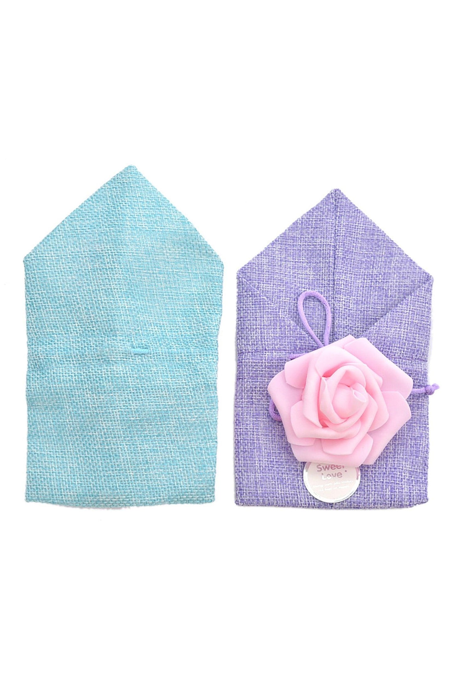Jute Favor Bags with PE Flower and Gift Tag CGF0249 (Set of 12 pcs) - COCOMELODY