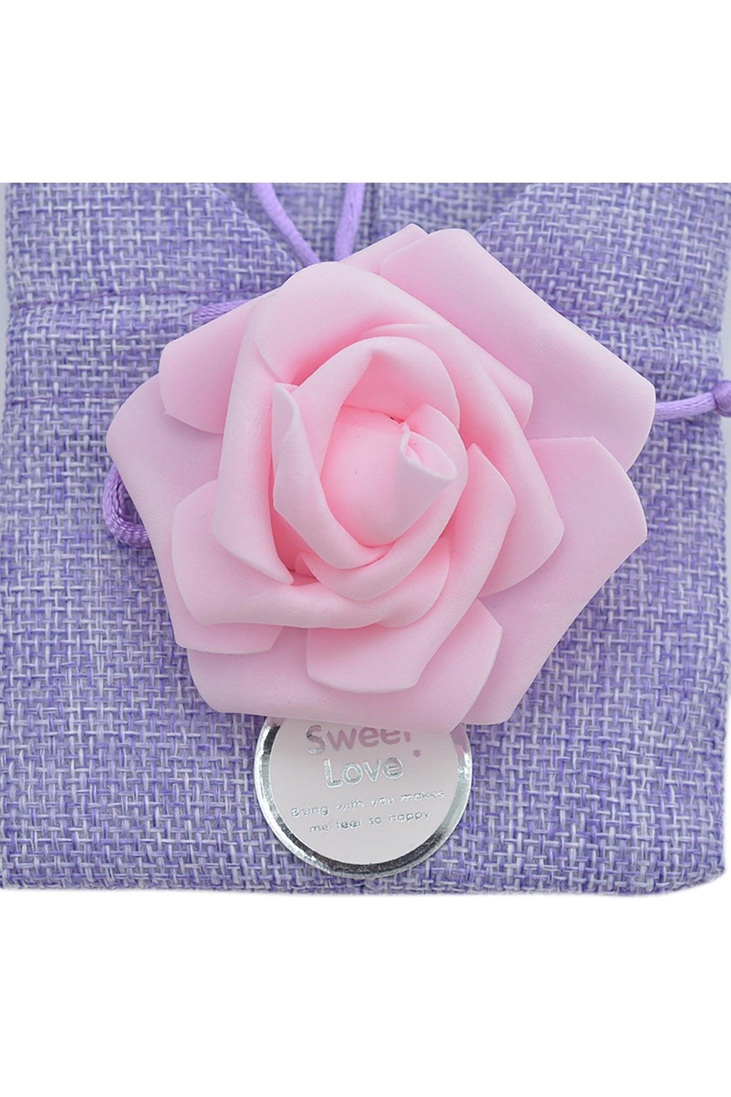 Jute Favor Bags with PE Flower and Gift Tag CGF0249 (Set of 12 pcs) - COCOMELODY