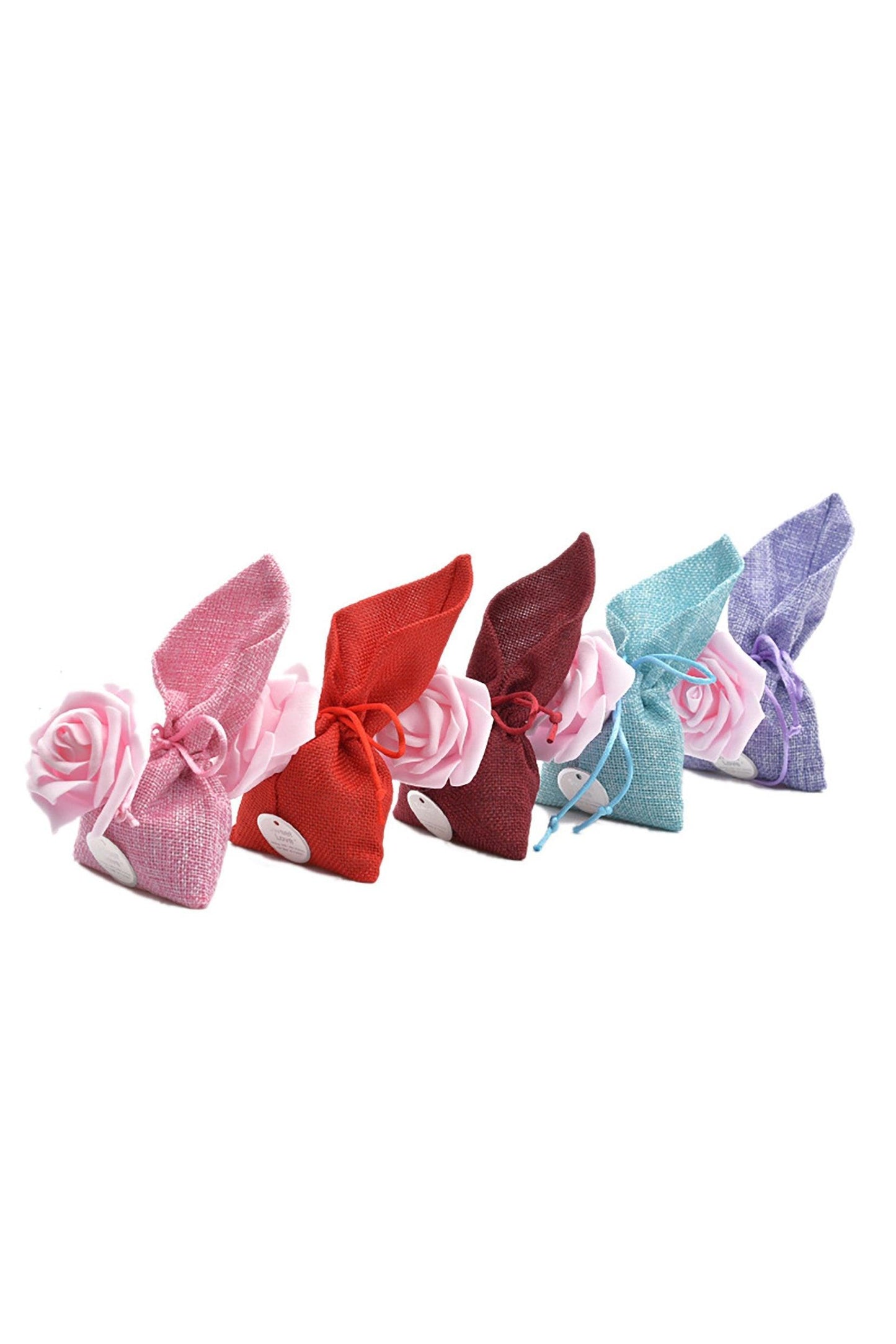 Jute Favor Bags with PE Flower and Gift Tag CGF0249 (Set of 12 pcs) - COCOMELODY
