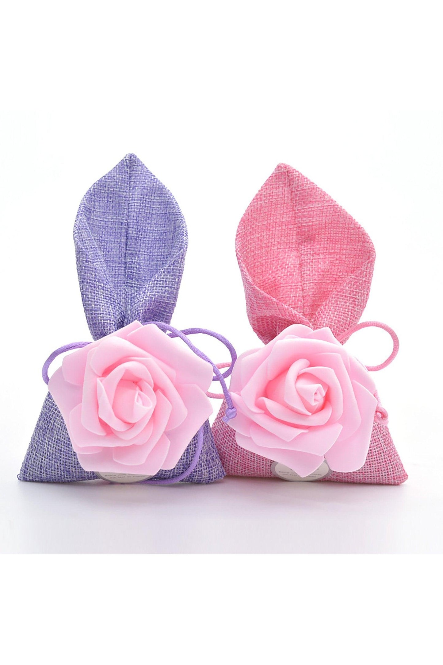 Jute Favor Bags with PE Flower and Gift Tag CGF0249 (Set of 12 pcs) - COCOMELODY
