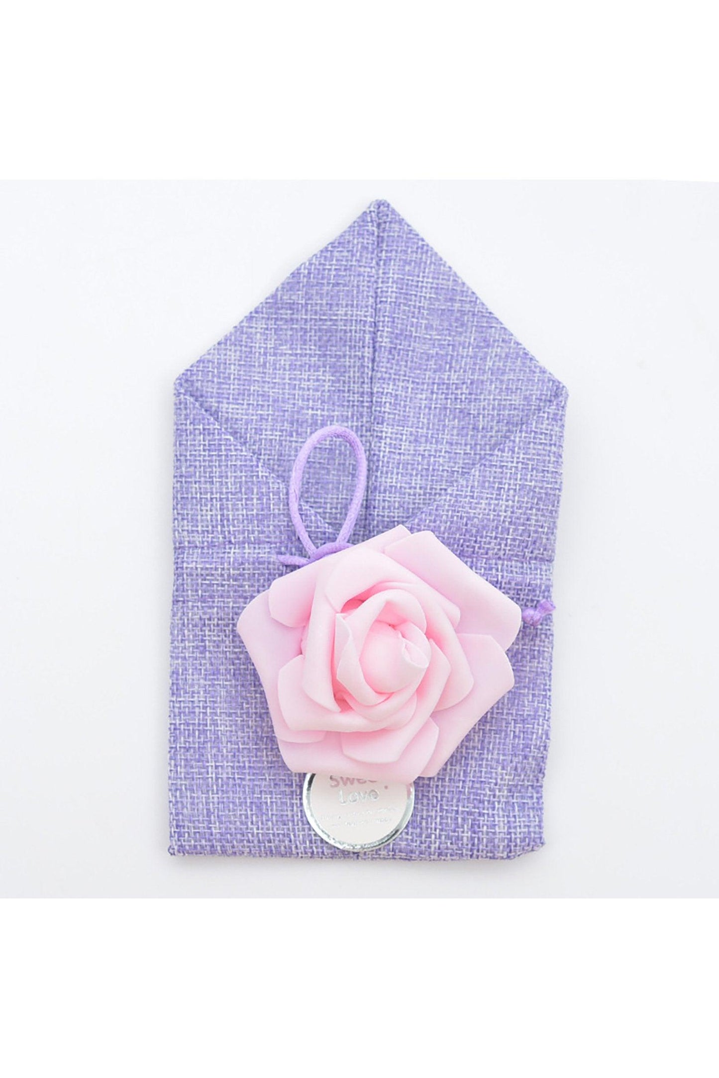 Jute Favor Bags with PE Flower and Gift Tag CGF0249 (Set of 12 pcs) - COCOMELODY