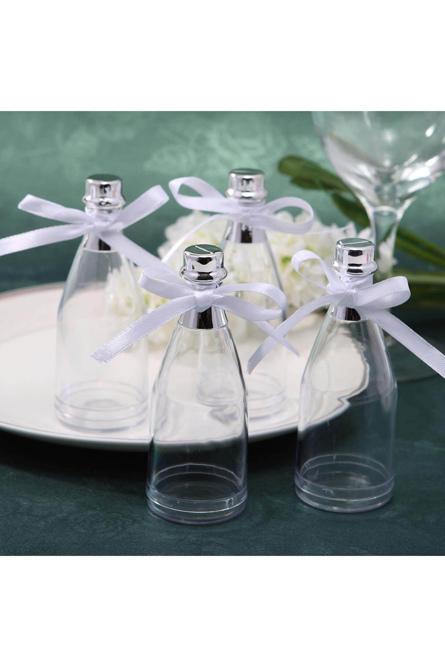 Acrylic Champagne Bottle Shaped Favors Containers Boxes Bottles Silver CGF0265 (Set of 12 pcs) - COCOMELODY