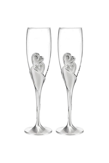 Twin Heart Wedding Toasting Flutes Set for The Couple CGF0285 (Set of 1 pcs) - COCOMELODY