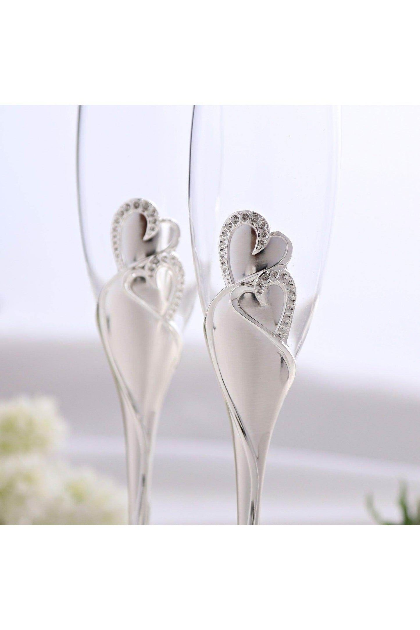 Twin Heart Wedding Toasting Flutes Set for The Couple CGF0285 (Set of 1 pcs) - COCOMELODY