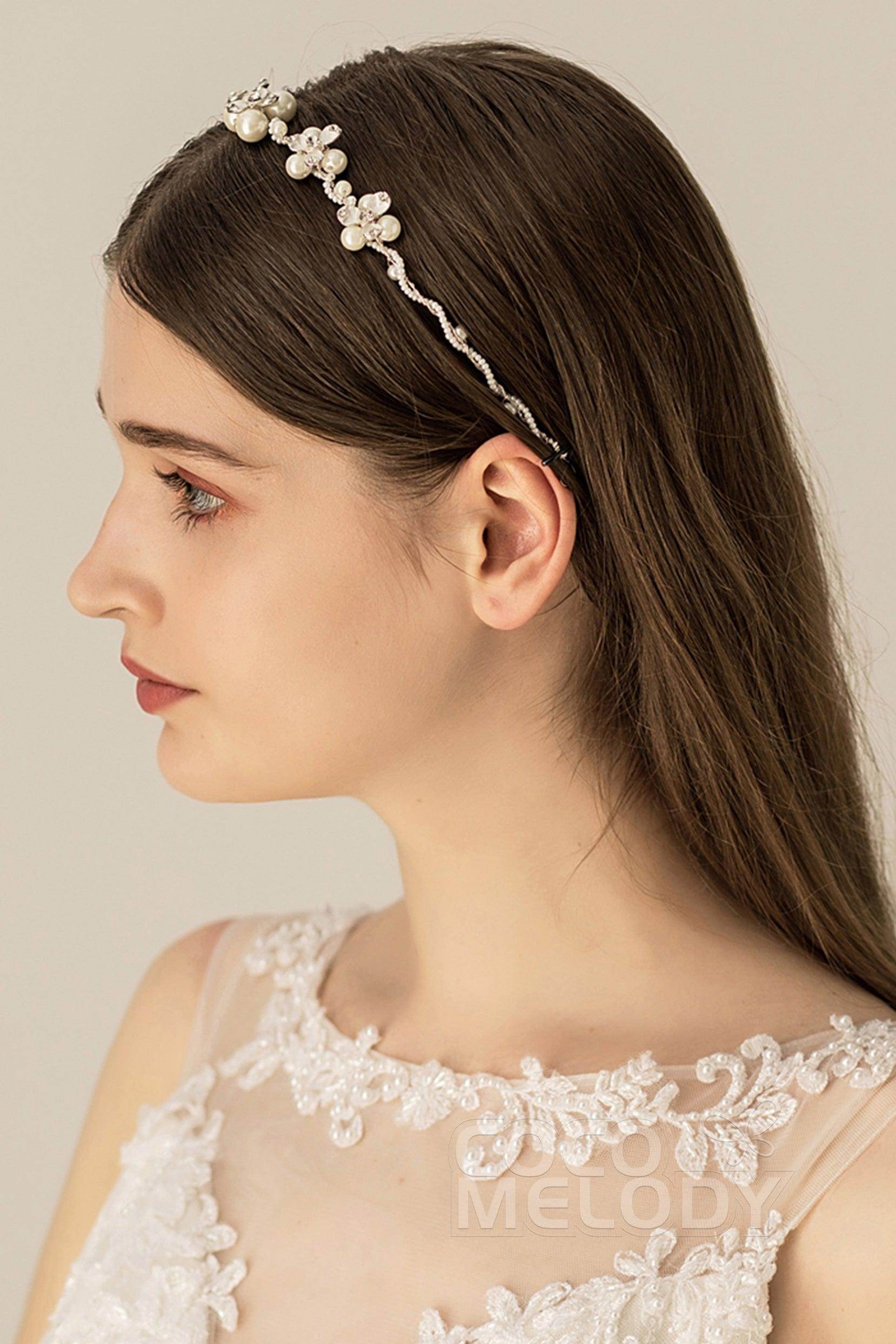 Alloy Headbands with Imitation Pearl and Rhinestone CH0162 - COCOMELODY