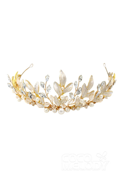 Alloy Tiaras with Imitation Pearl and Crystals CH0217