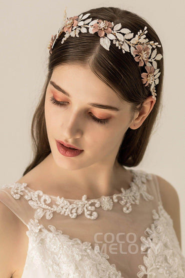 Alloy Headbands with Flower CH0259 - COCOMELODY